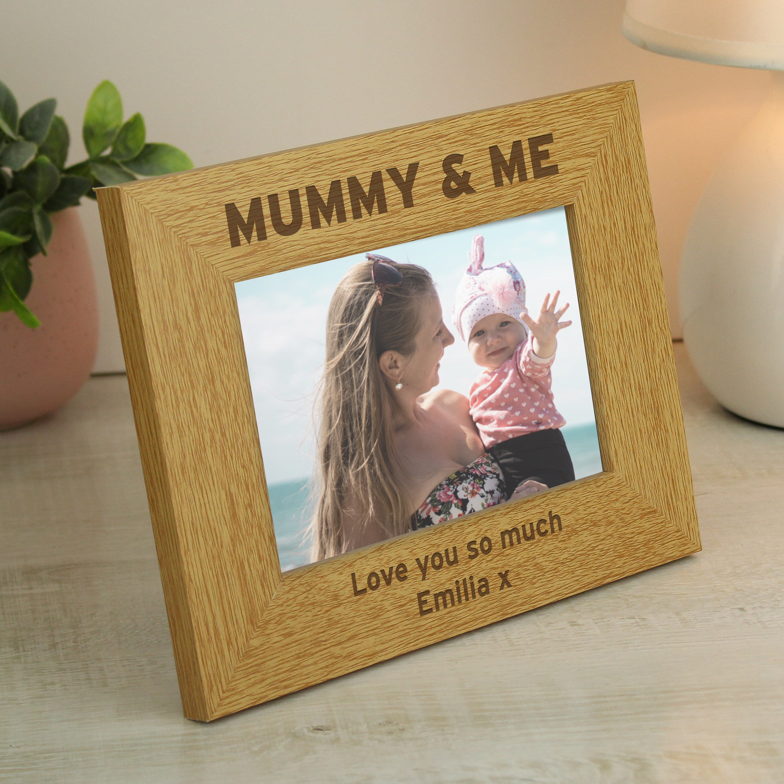 Personalised Mummy & Me Oak Finish 6x4 Photo Frame