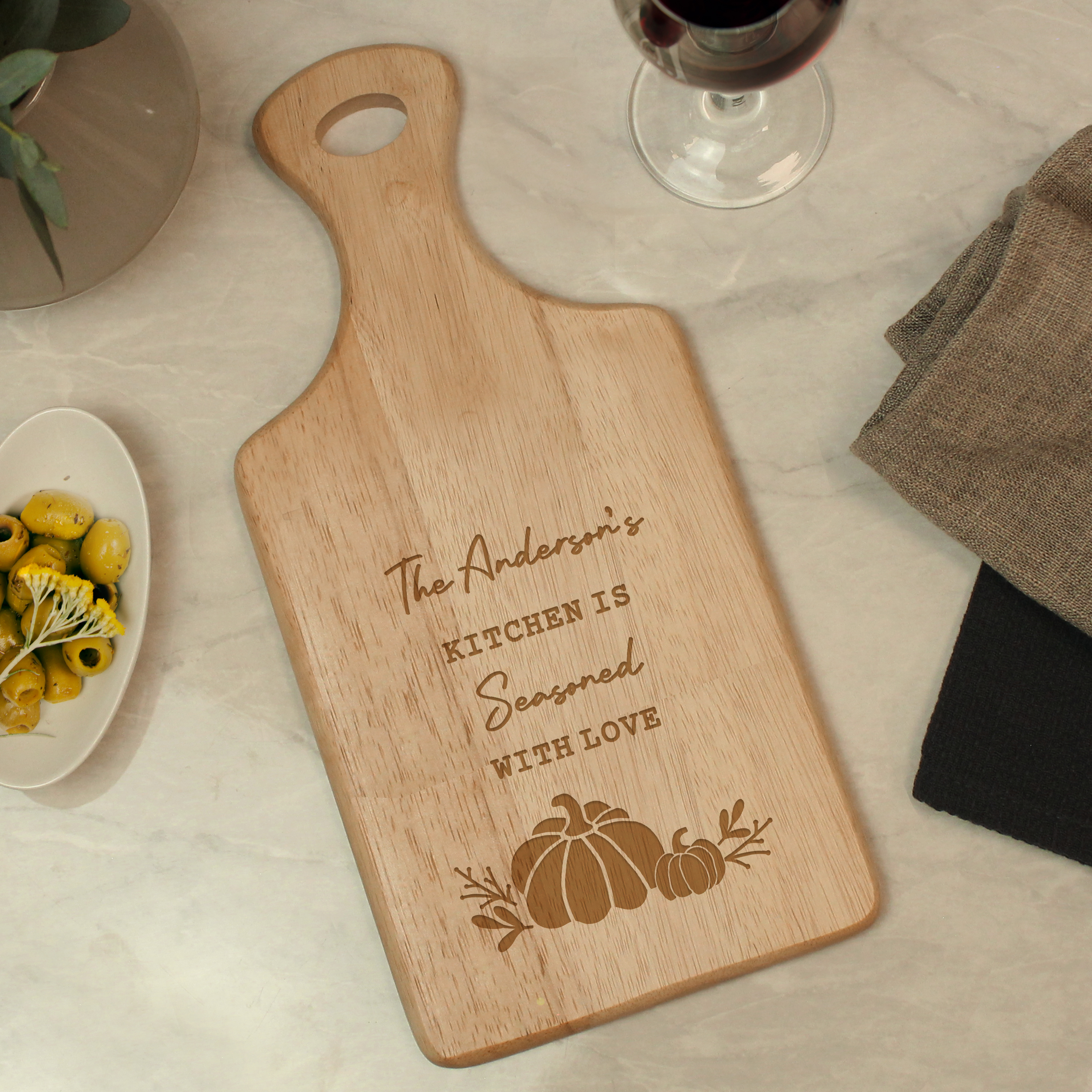 Personalised Pumpkin Chopping Board | Custom Autumn Kitchen Gift