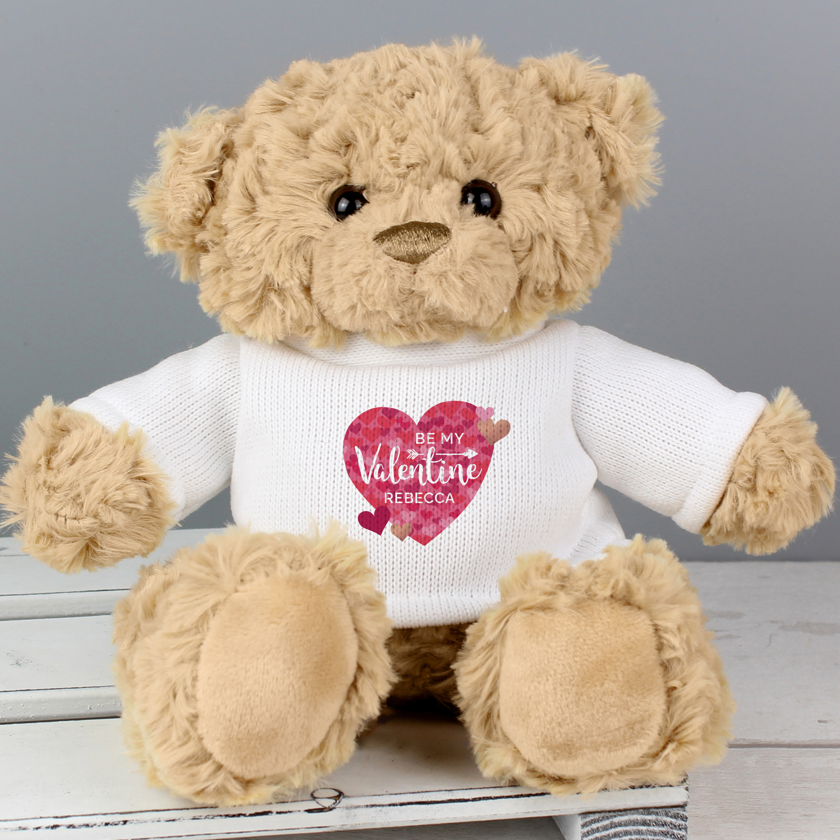 Personalised Valentine's Confetti Hearts Teddy Bear