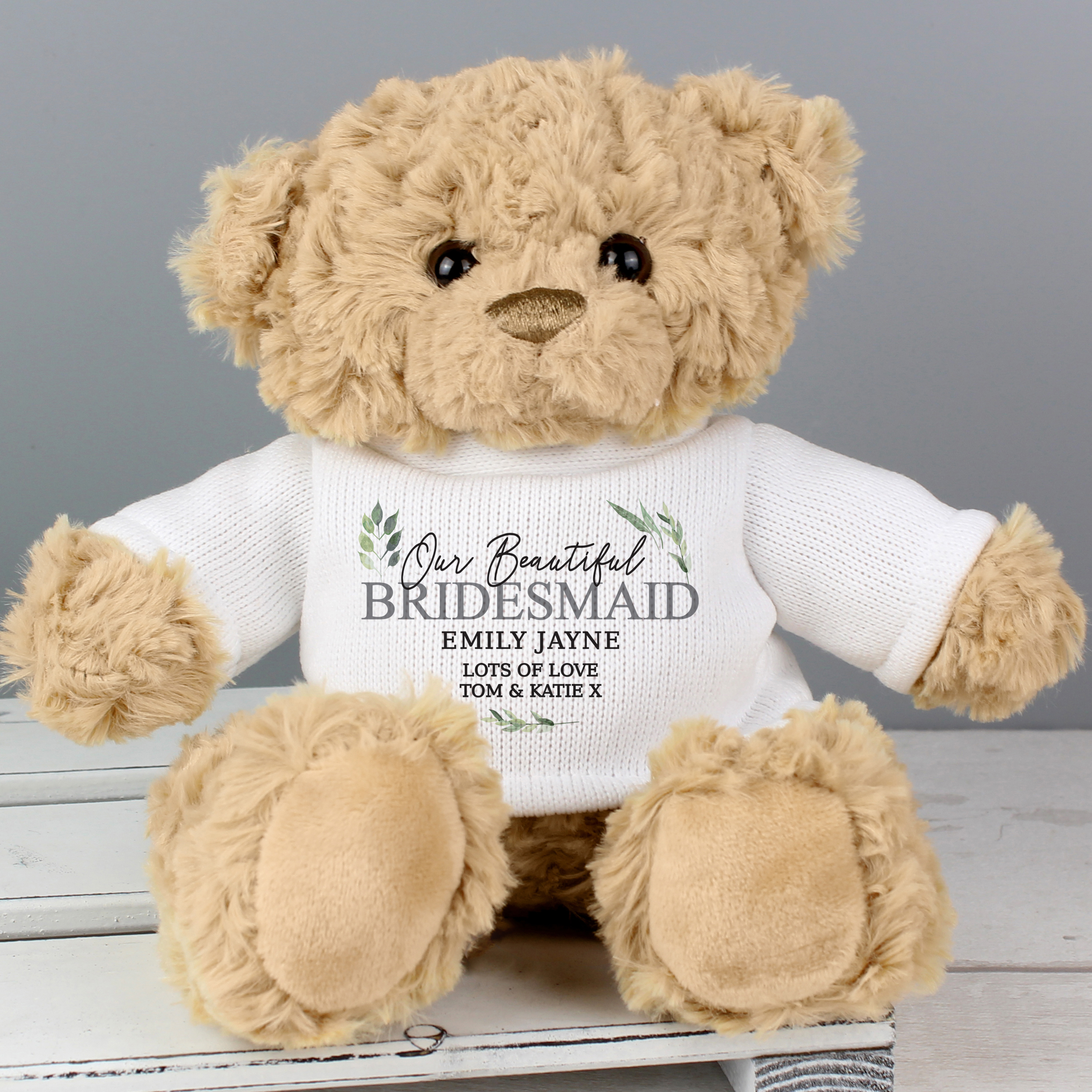 Personalised Botanical Teddy Bear with Message