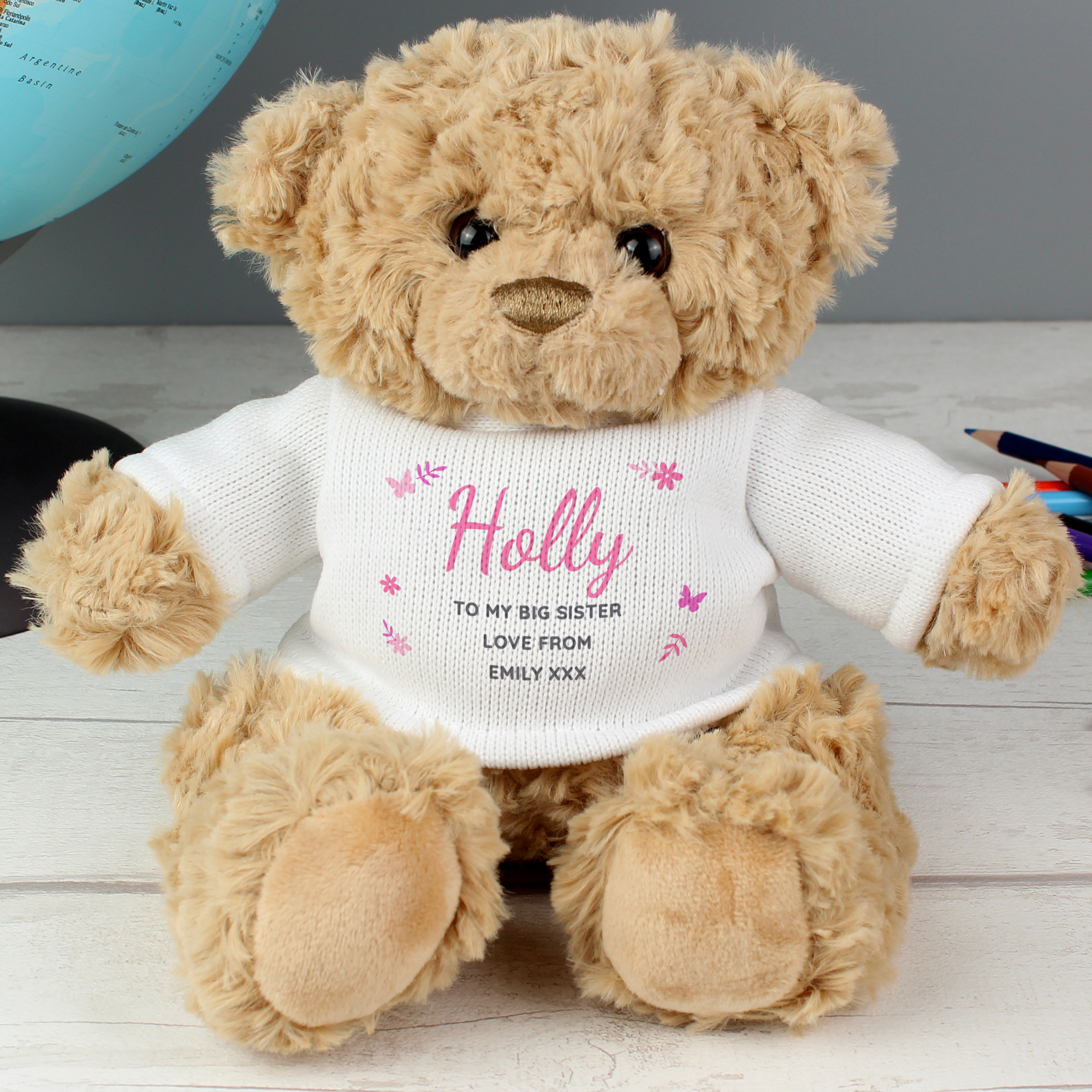 Personalised Pink Teddy Bear with Custom Name & Message