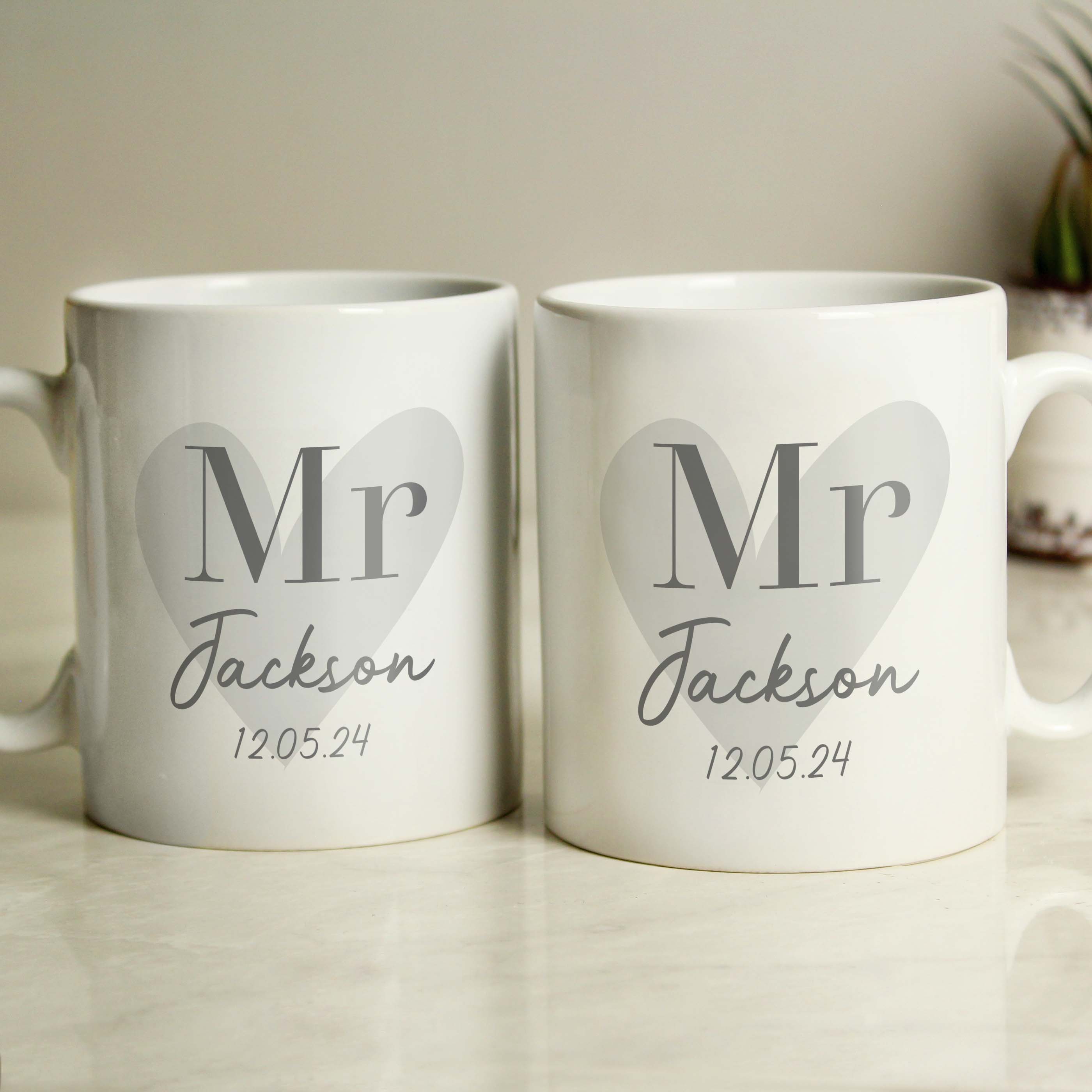 Personalised Couples Mug Set | Ceramic Wedding & Anniversary Gift