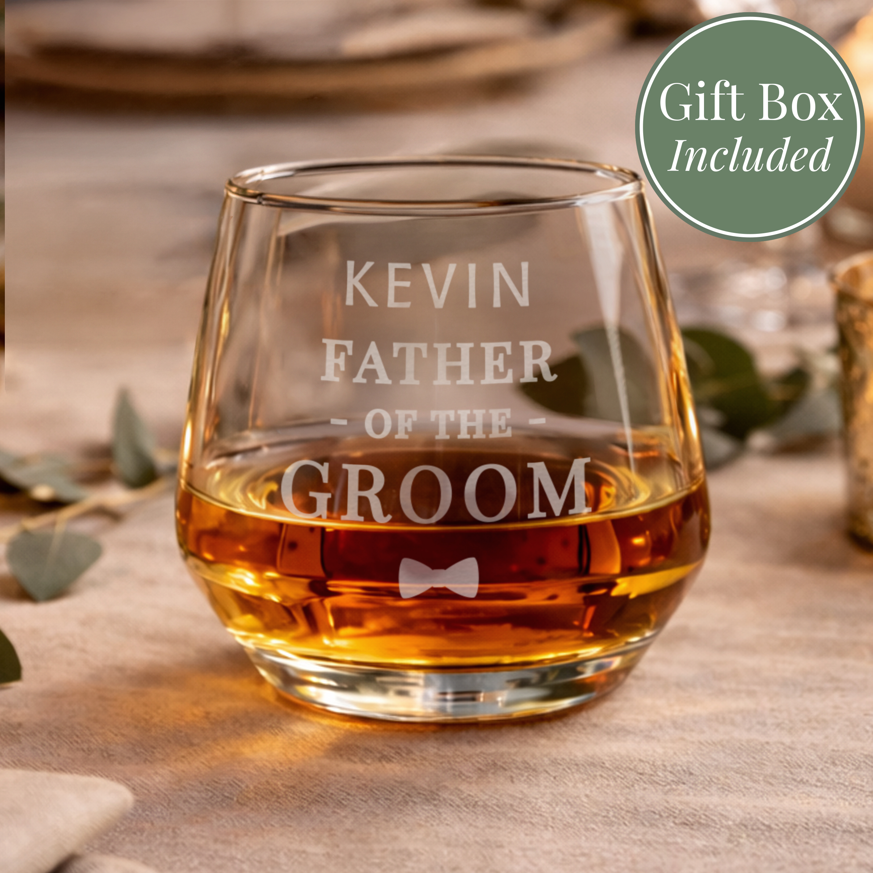 Personalised Father of the Groom Whisky Glass