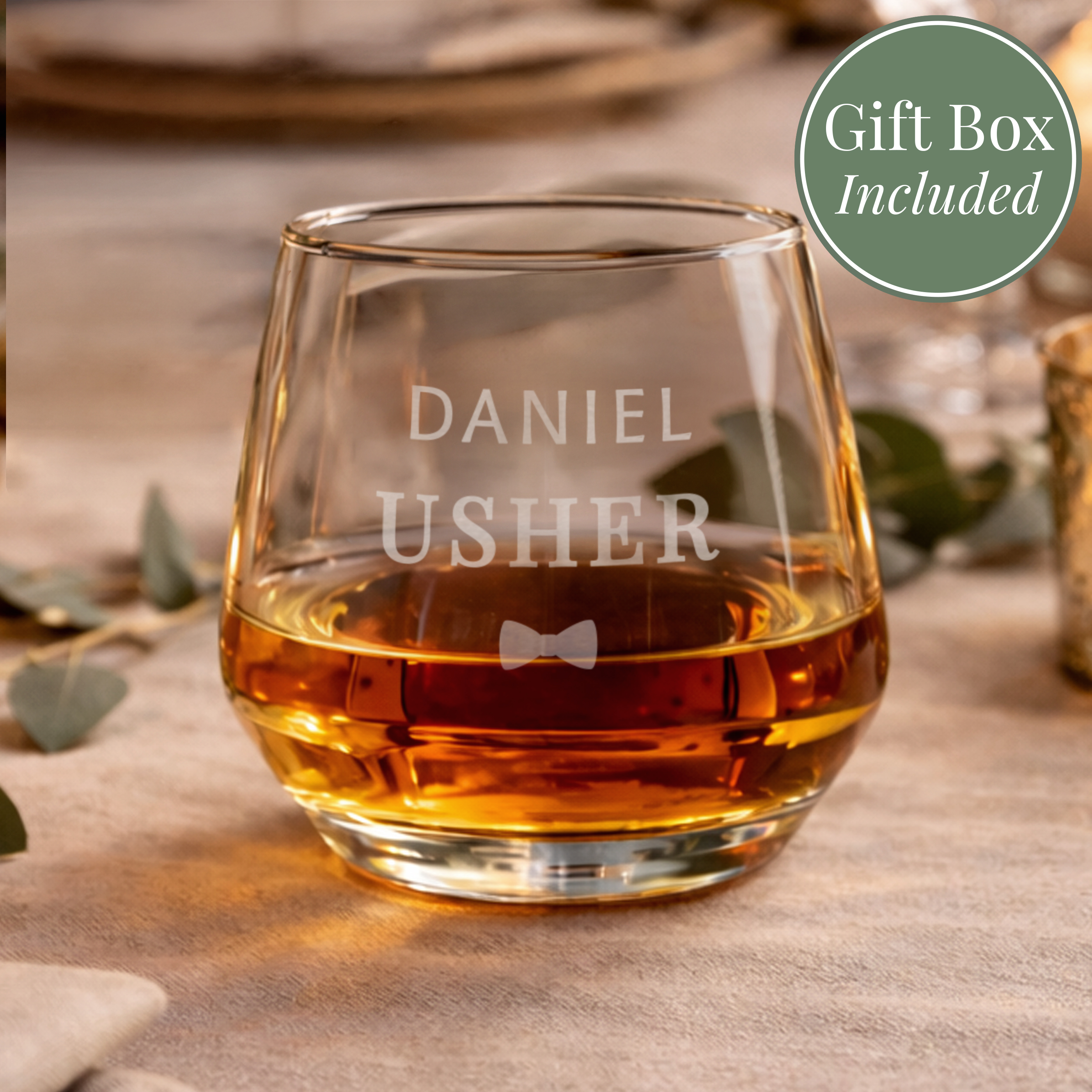 Personalised Usher Whisky Glass | Wedding Thank You Gift