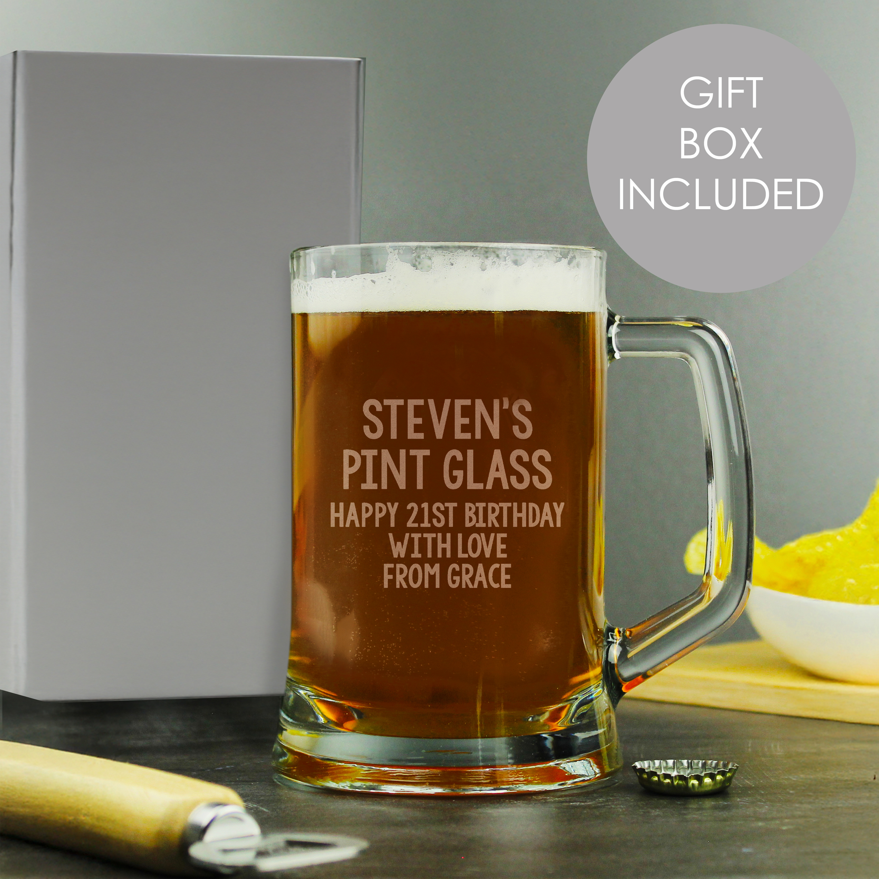 Personalised Pint Glass Tankard for Him