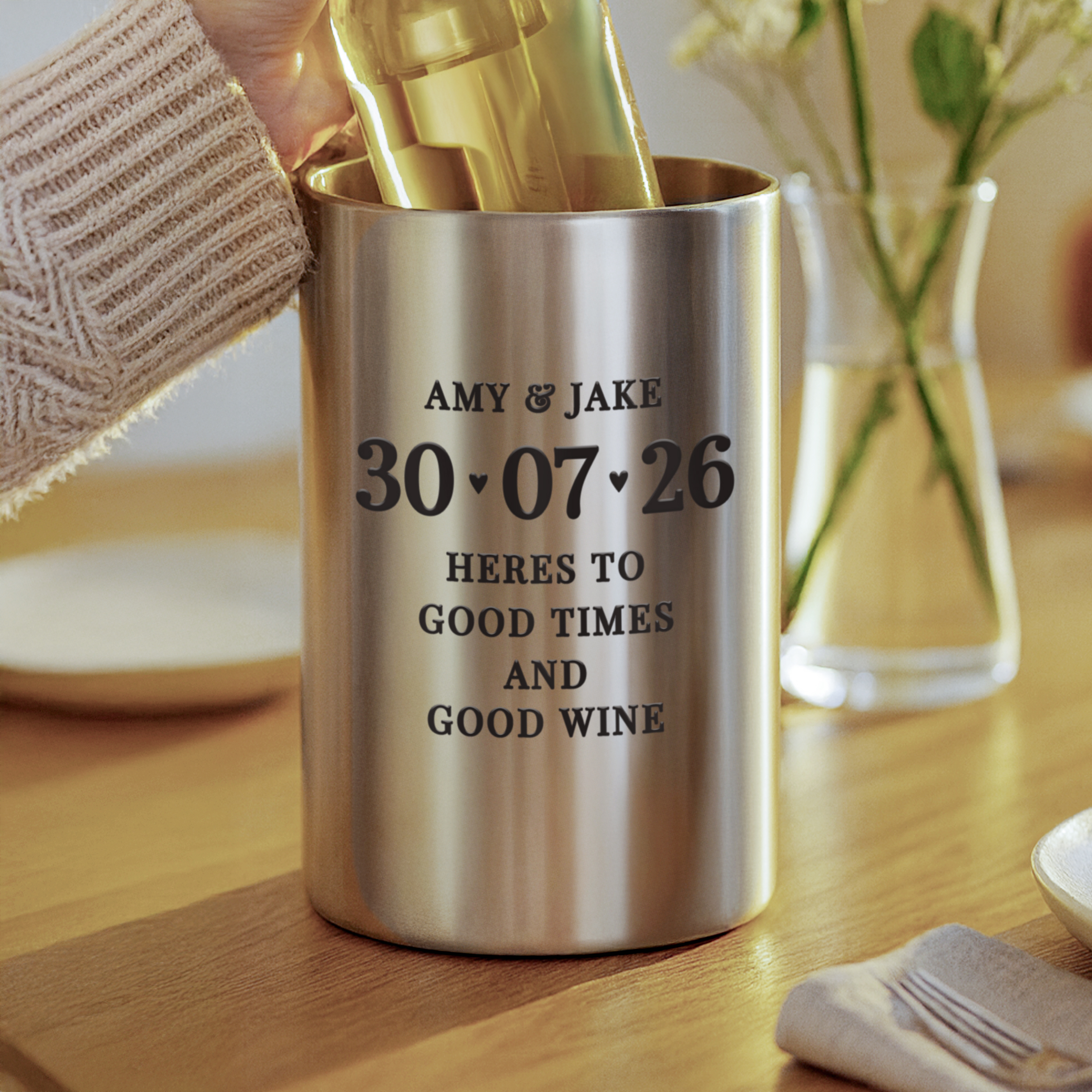 Personalised Big Date Stainless Steel Wine Cooler