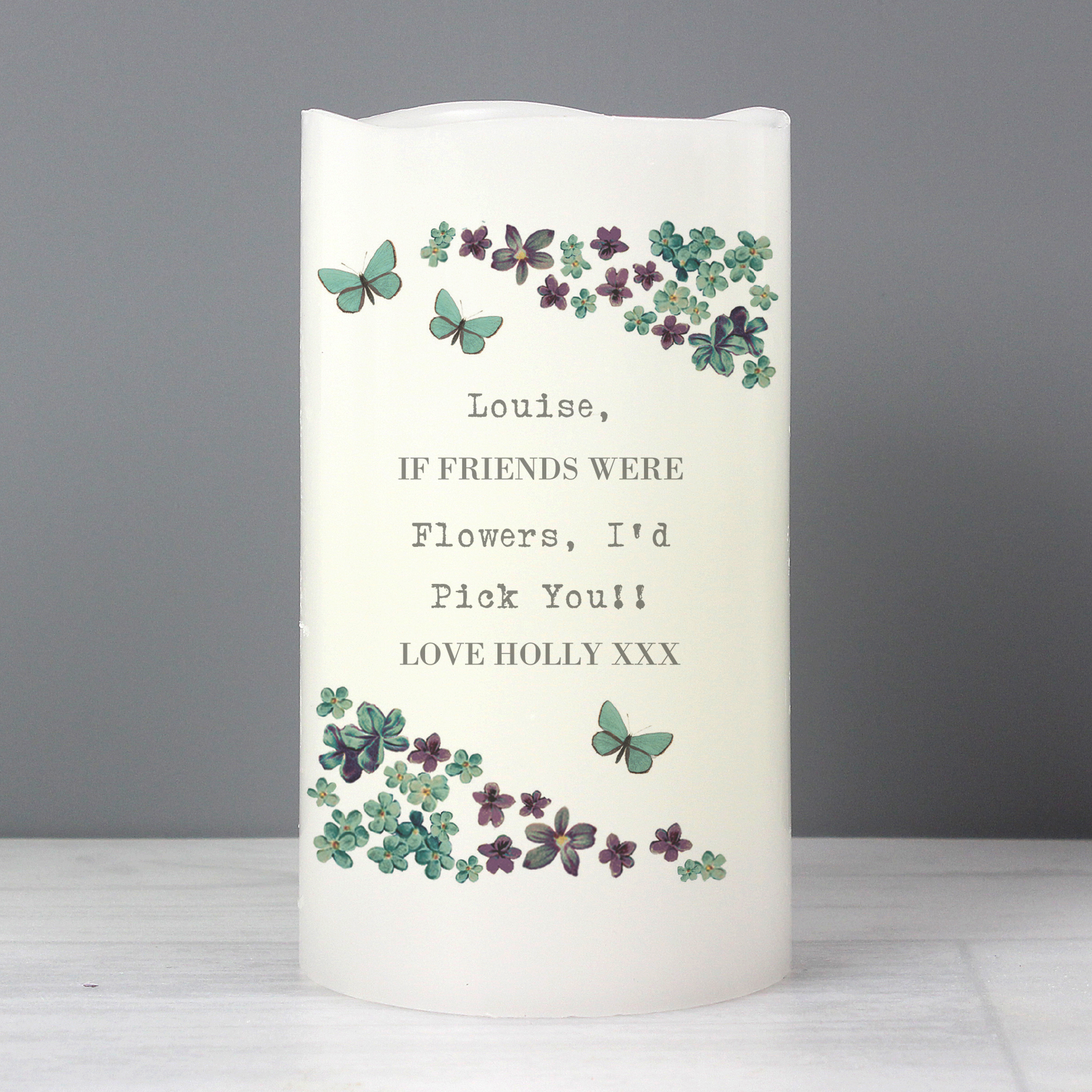 Personalised Forget Me Not LED Candle | Custom Gift