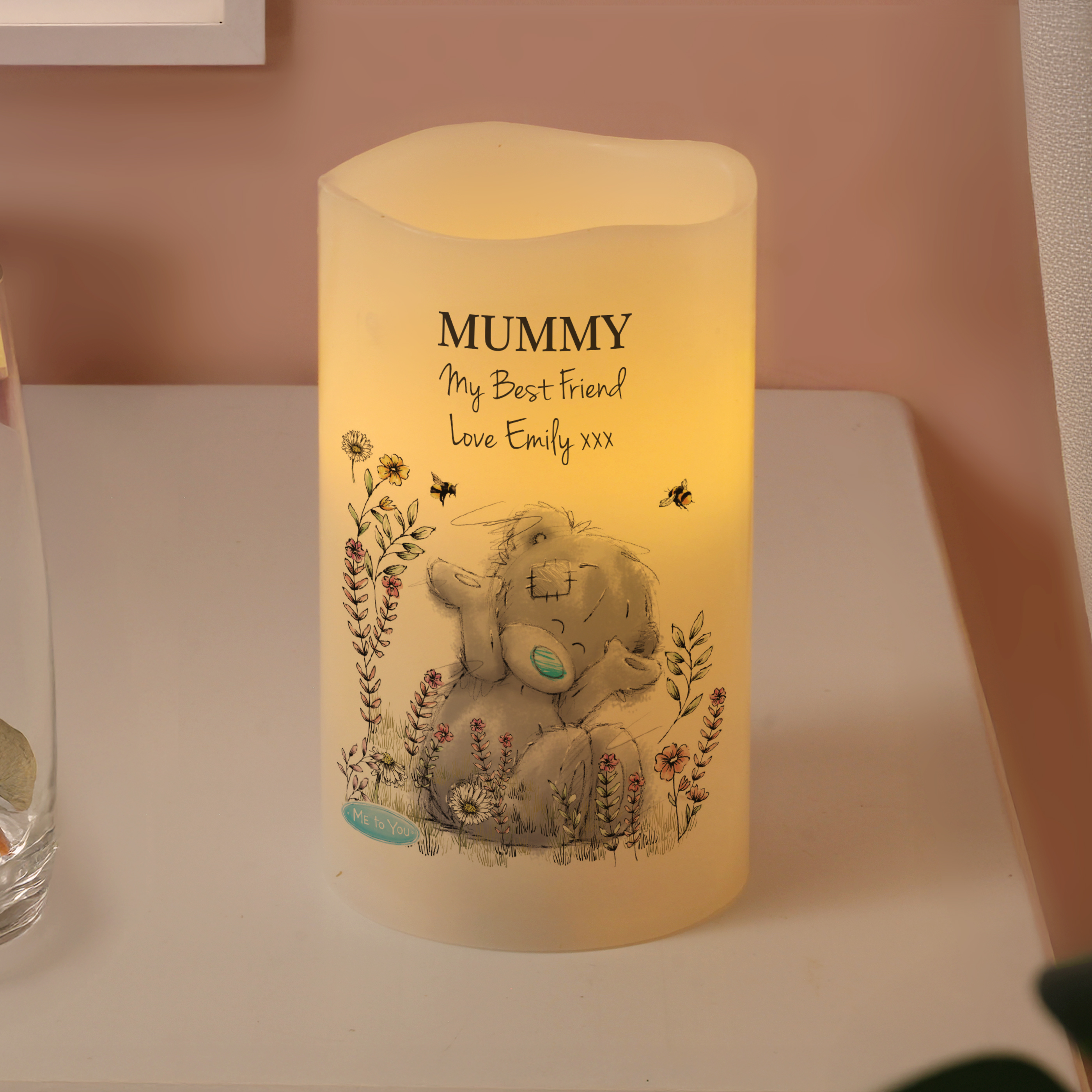 Personalised Me to You Floral LED Candle | Mother's Day Gift