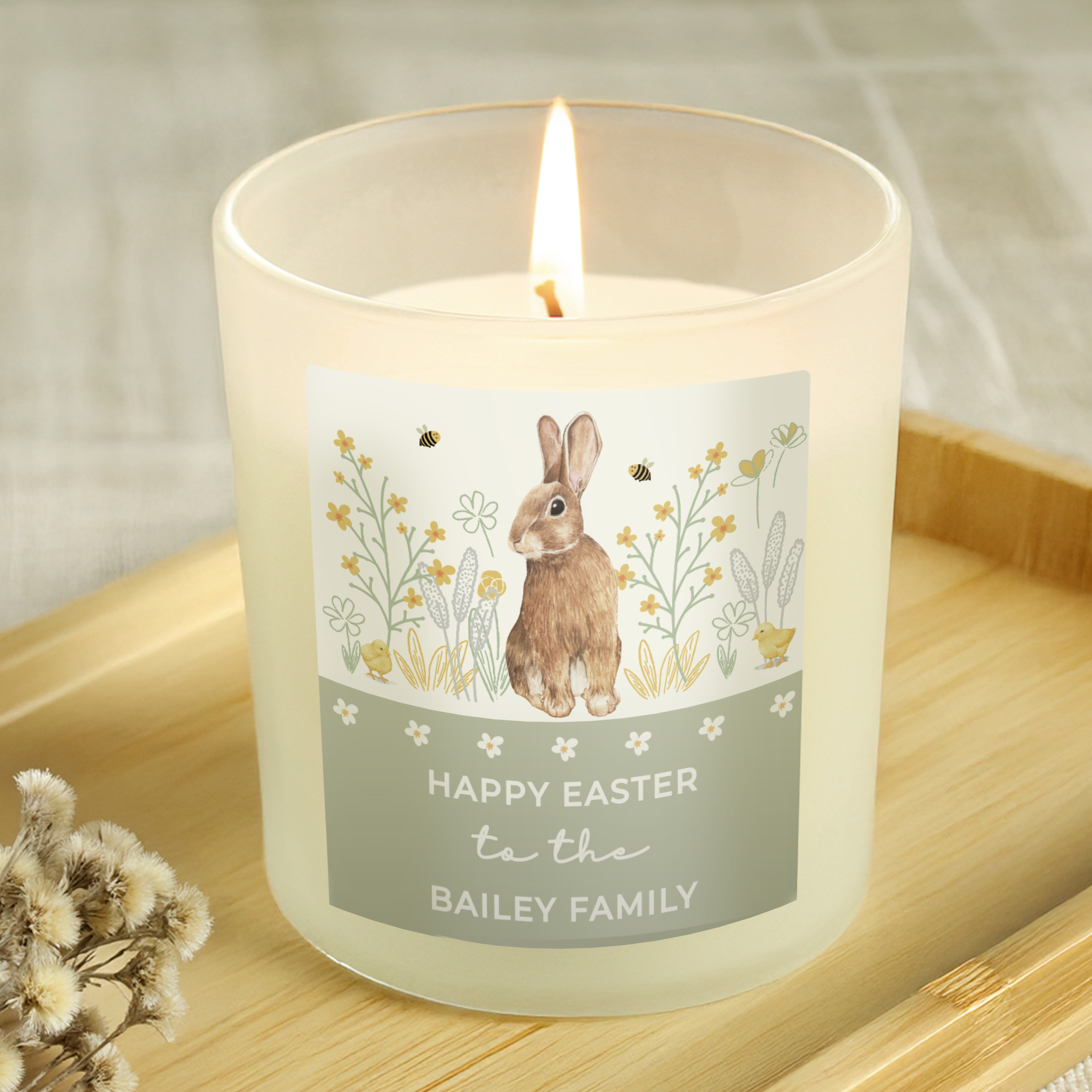 Personalised Spring Bunny Vanilla Scented Candle Jar