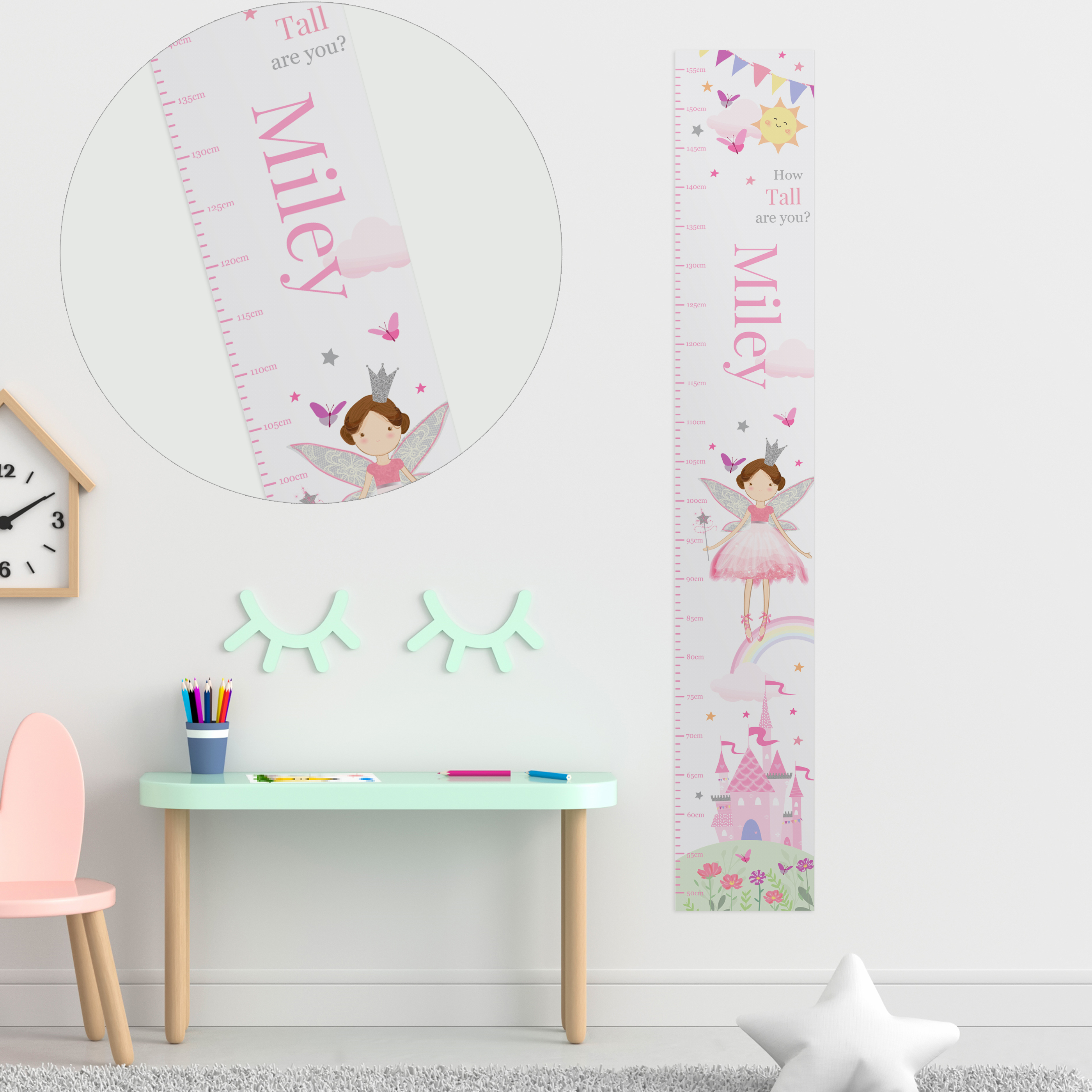Personalised Fairy Princess Height Chart | Custom Name Growth Chart