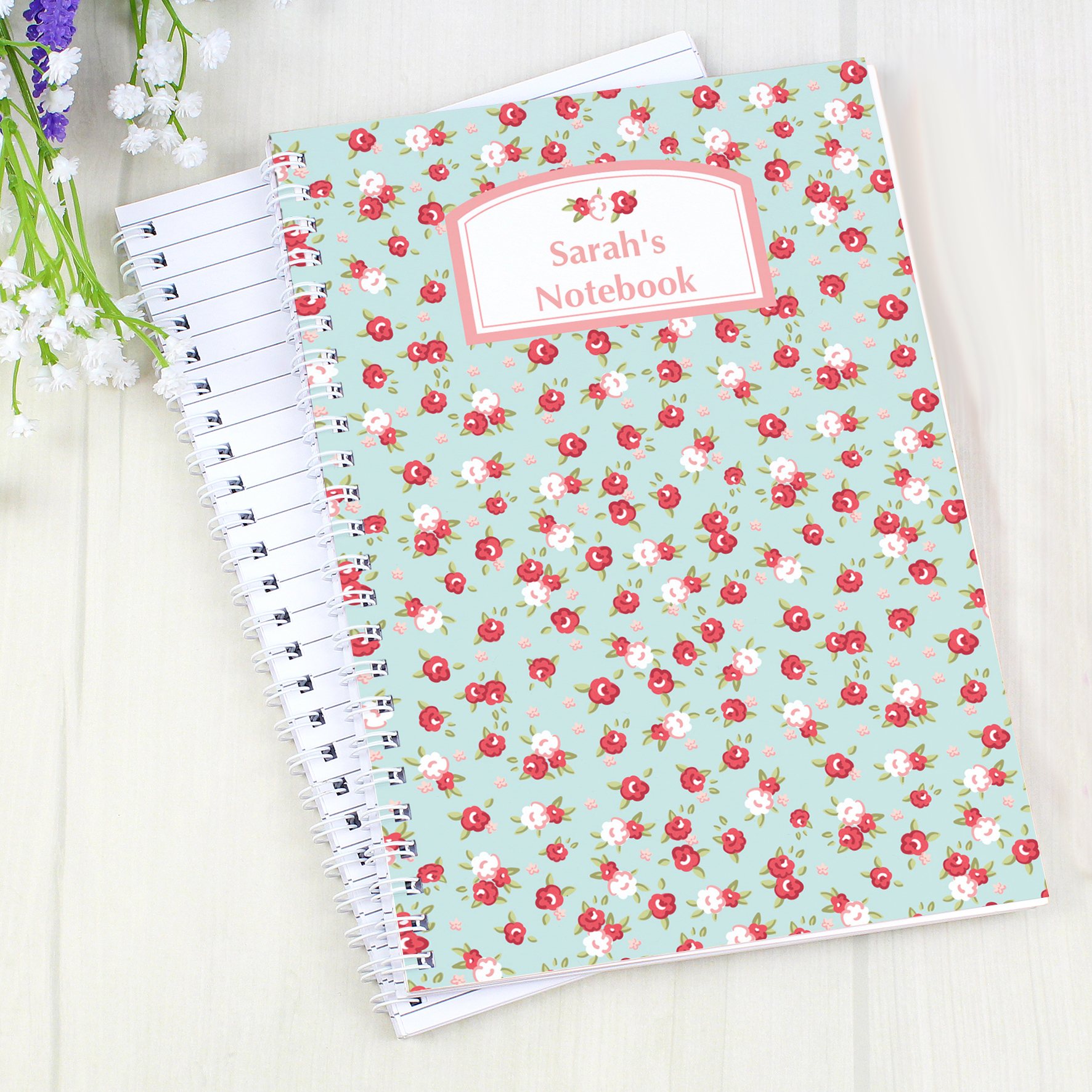 Personalised Vintage Floral A5 Notebook | Custom Gift