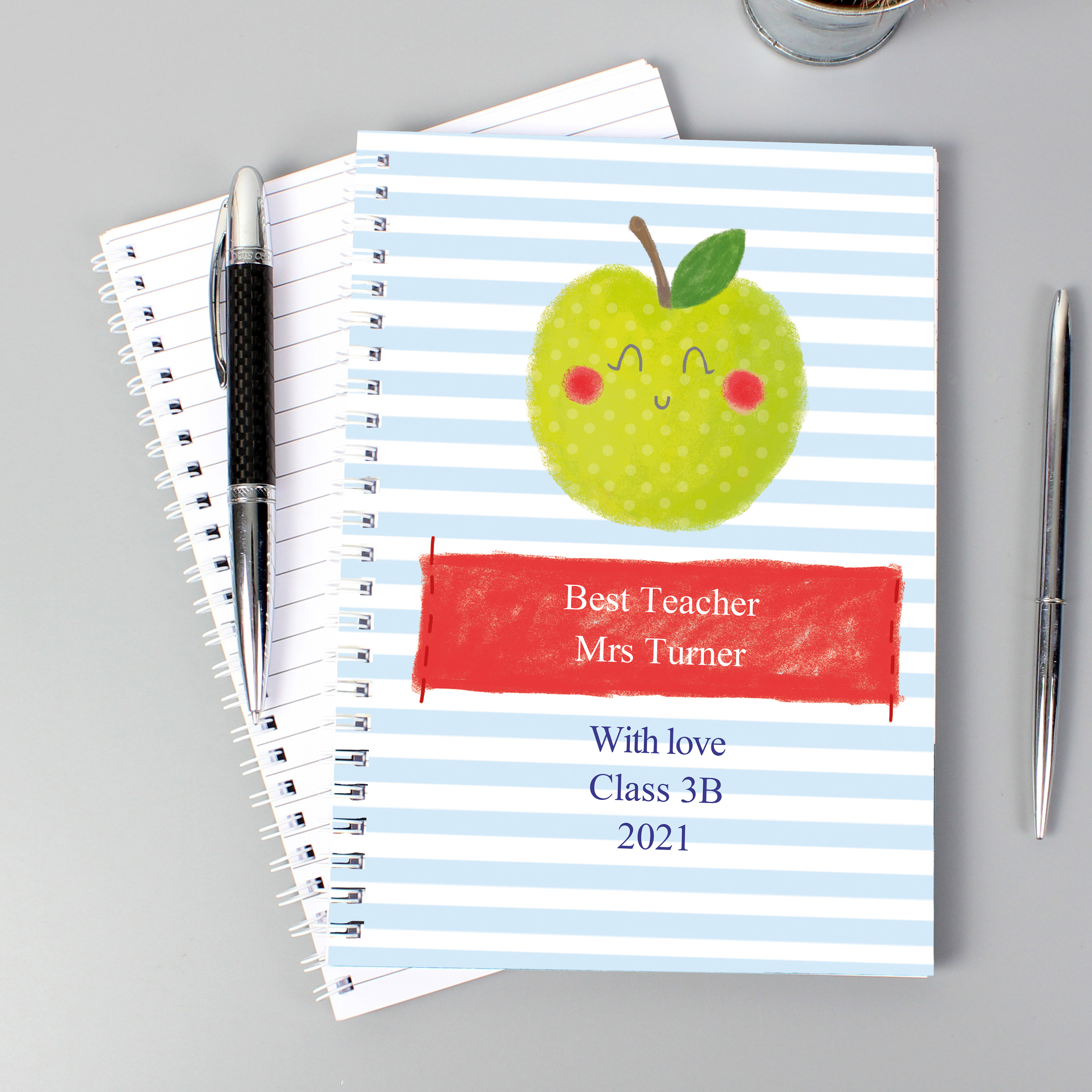 Personalised Happy Apple Notebook for Teachers