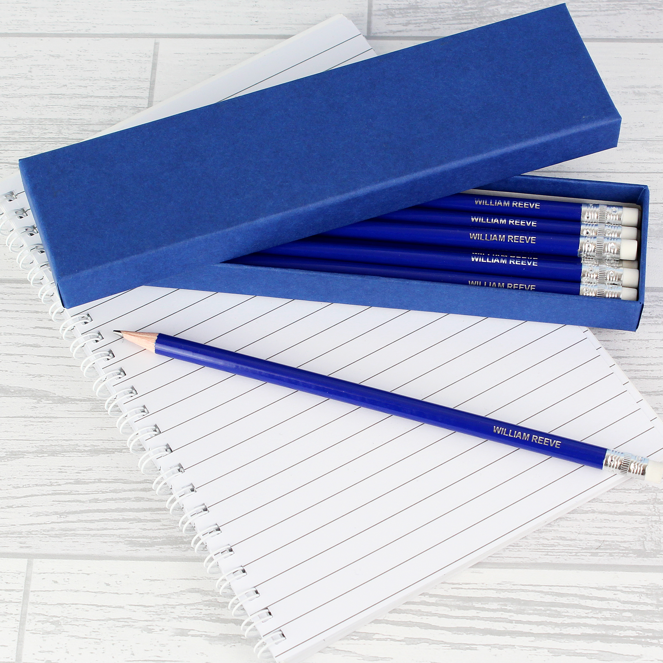 Personalised Box of 12 Blue HB Pencils | Custom School Gift