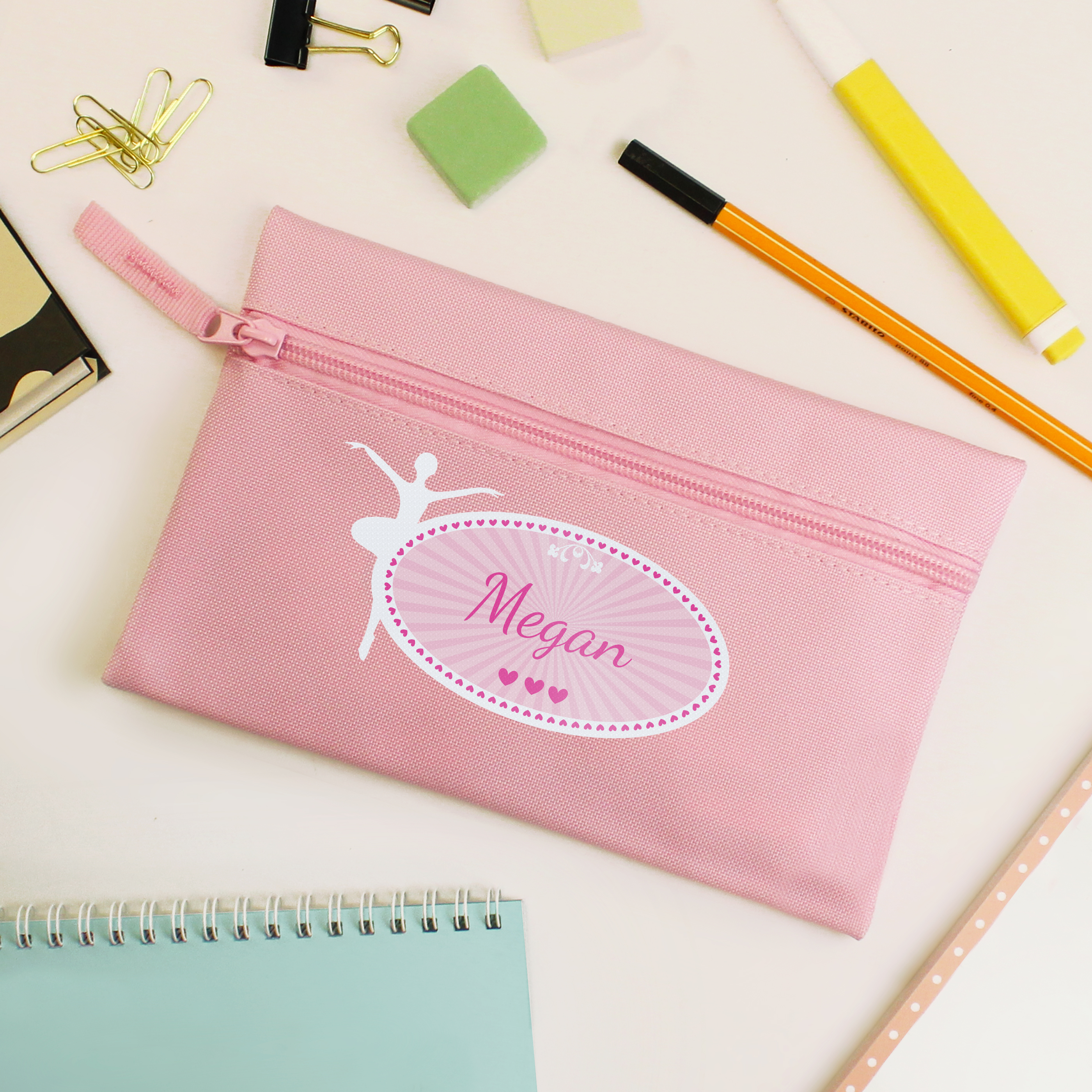 Personalised Ballerina Pink Pencil Case | Custom School Gift