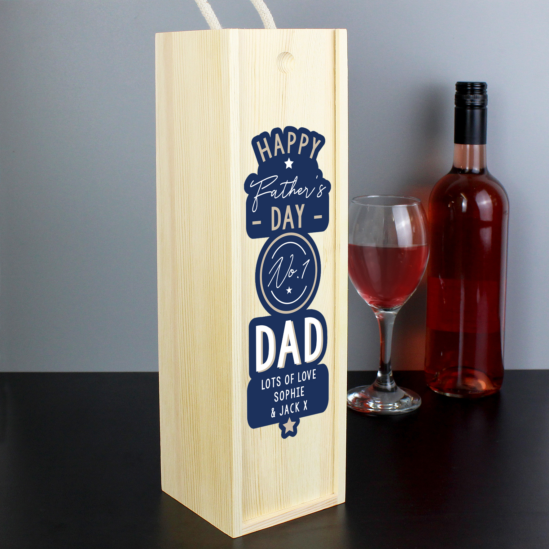 Personalised Father's Day No.1 Dad Wooden Wine Box