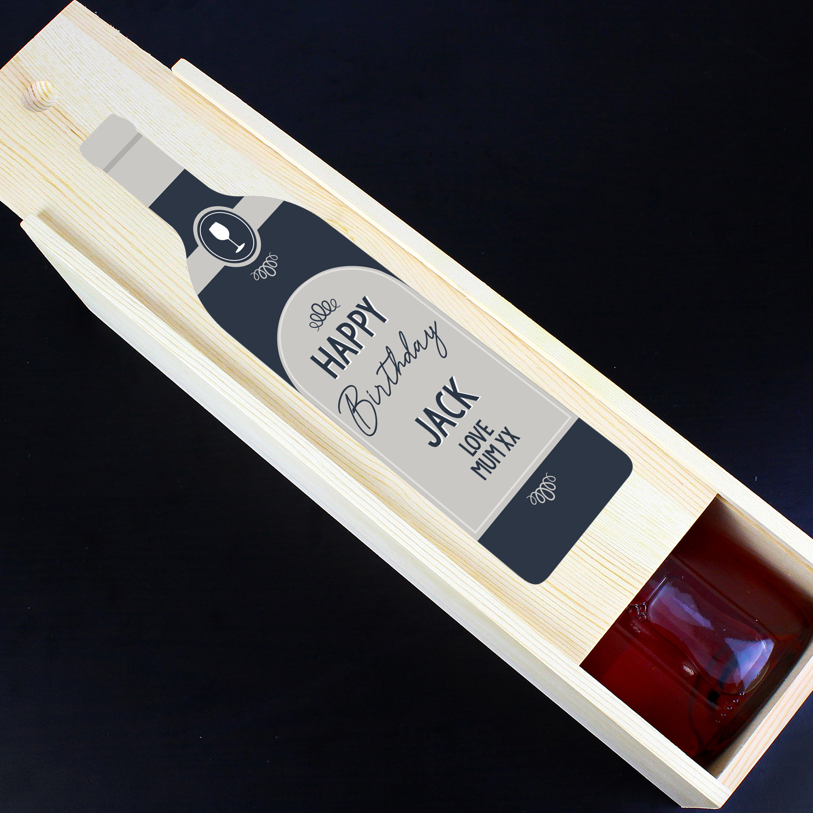 Personalised Grey Wooden Wine Box with Custom Engraving