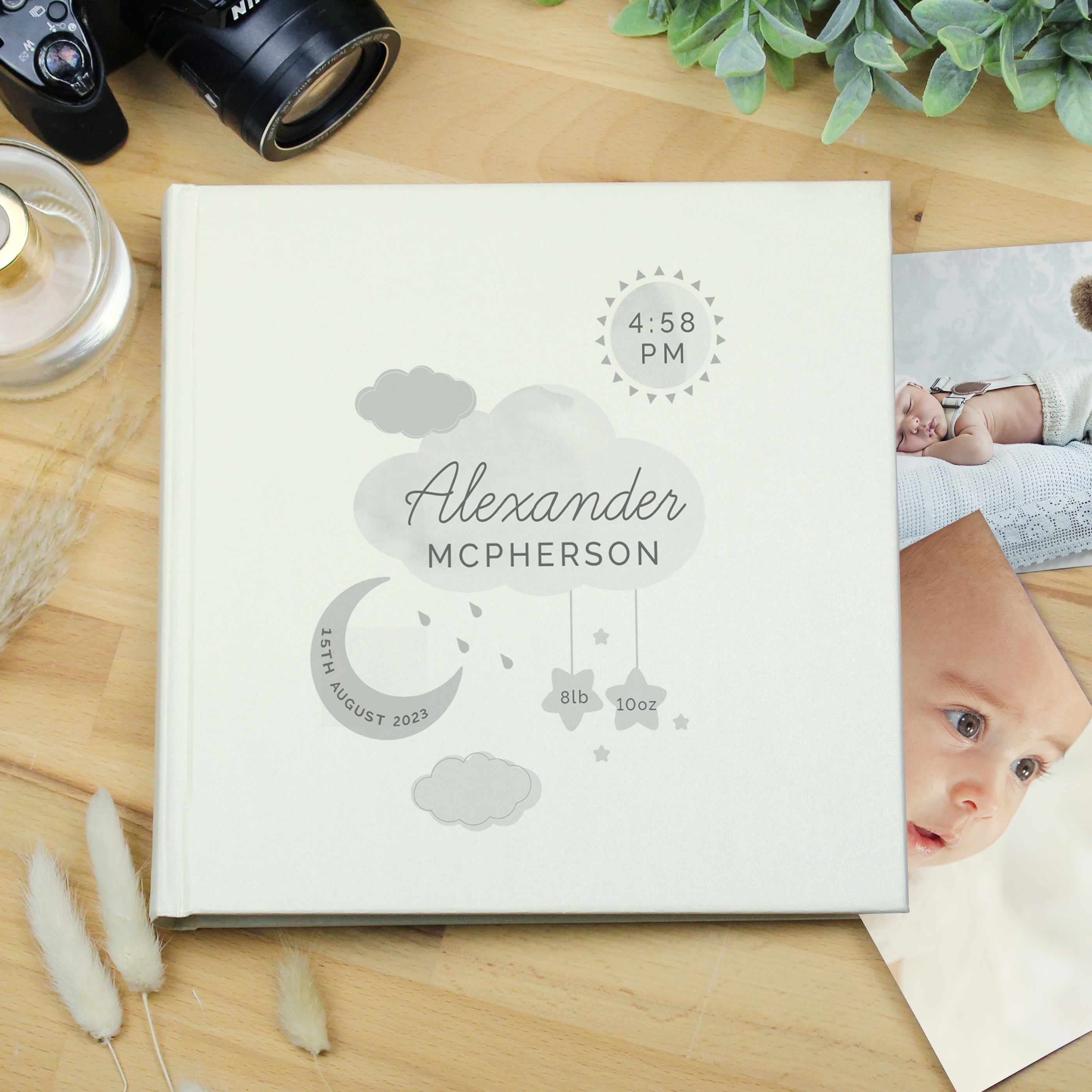 Personalised New Baby Moon & Stars Photo Album