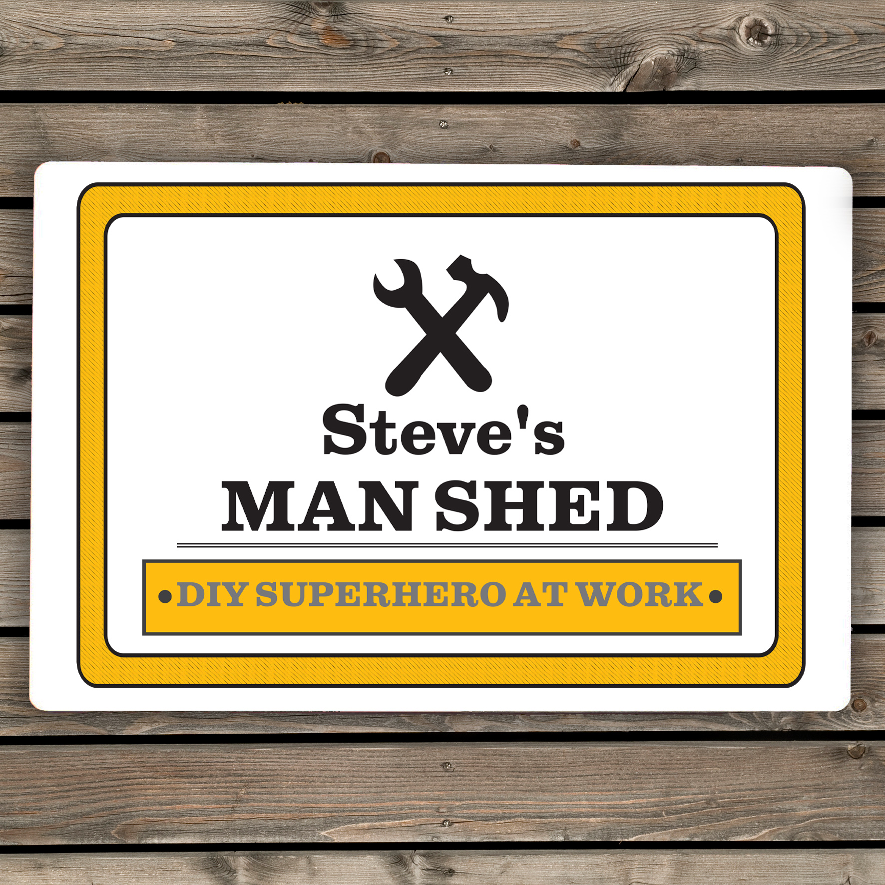 Personalised Man At Work Sign | Custom Hanging Decoration