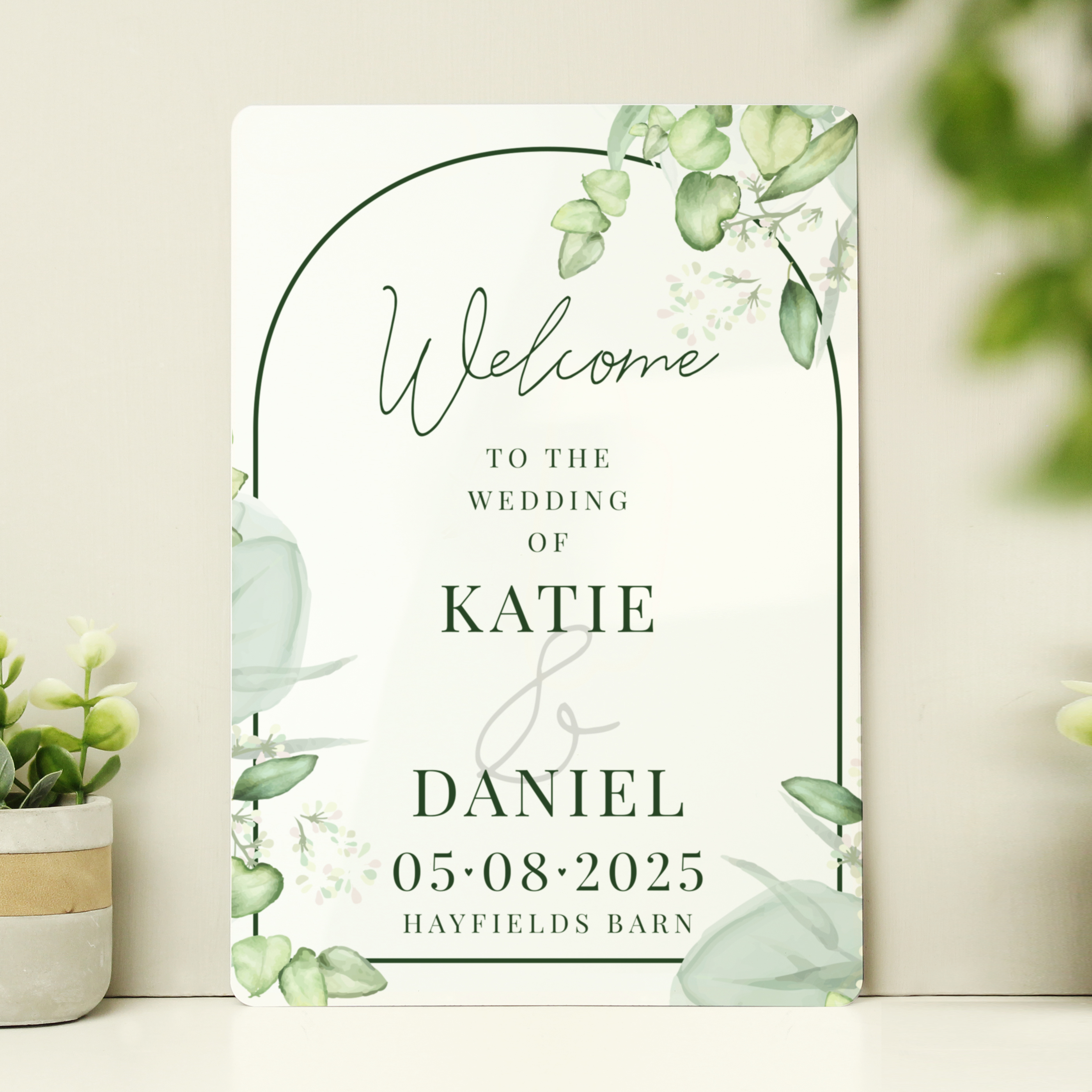 Personalised Botanical Wedding Metal Sign | Custom Aluminium Decor