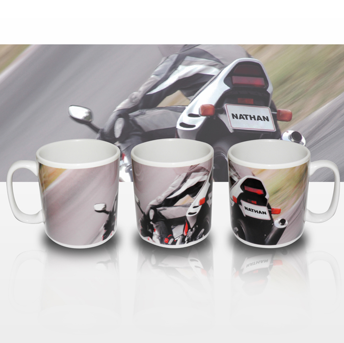 Personalised Motorbike Mug | Custom Name Number Plate Design