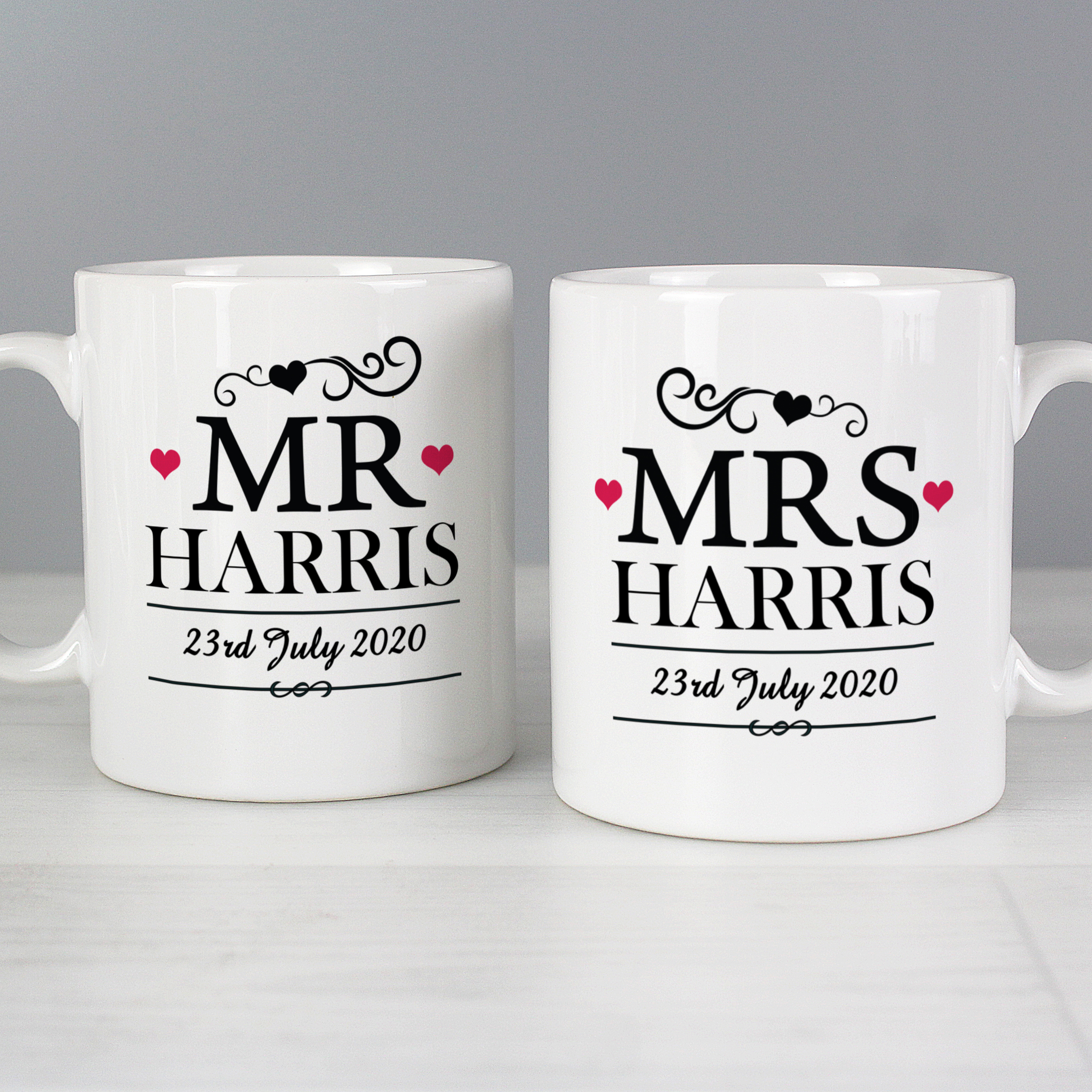 Personalised Mr & Mrs Mug Set | Wedding & Anniversary Gift