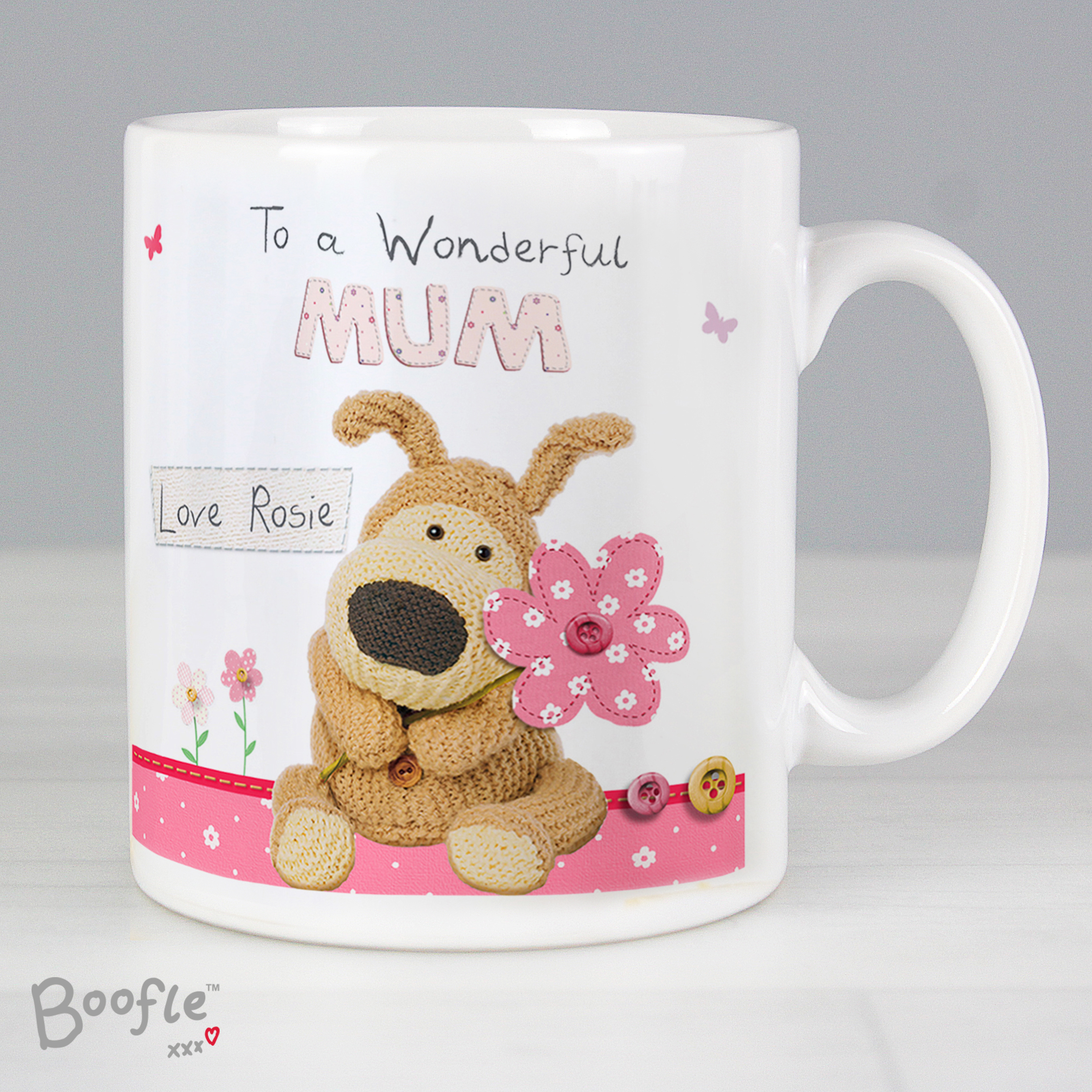 Personalised Boofle Flowers Mug for Mum