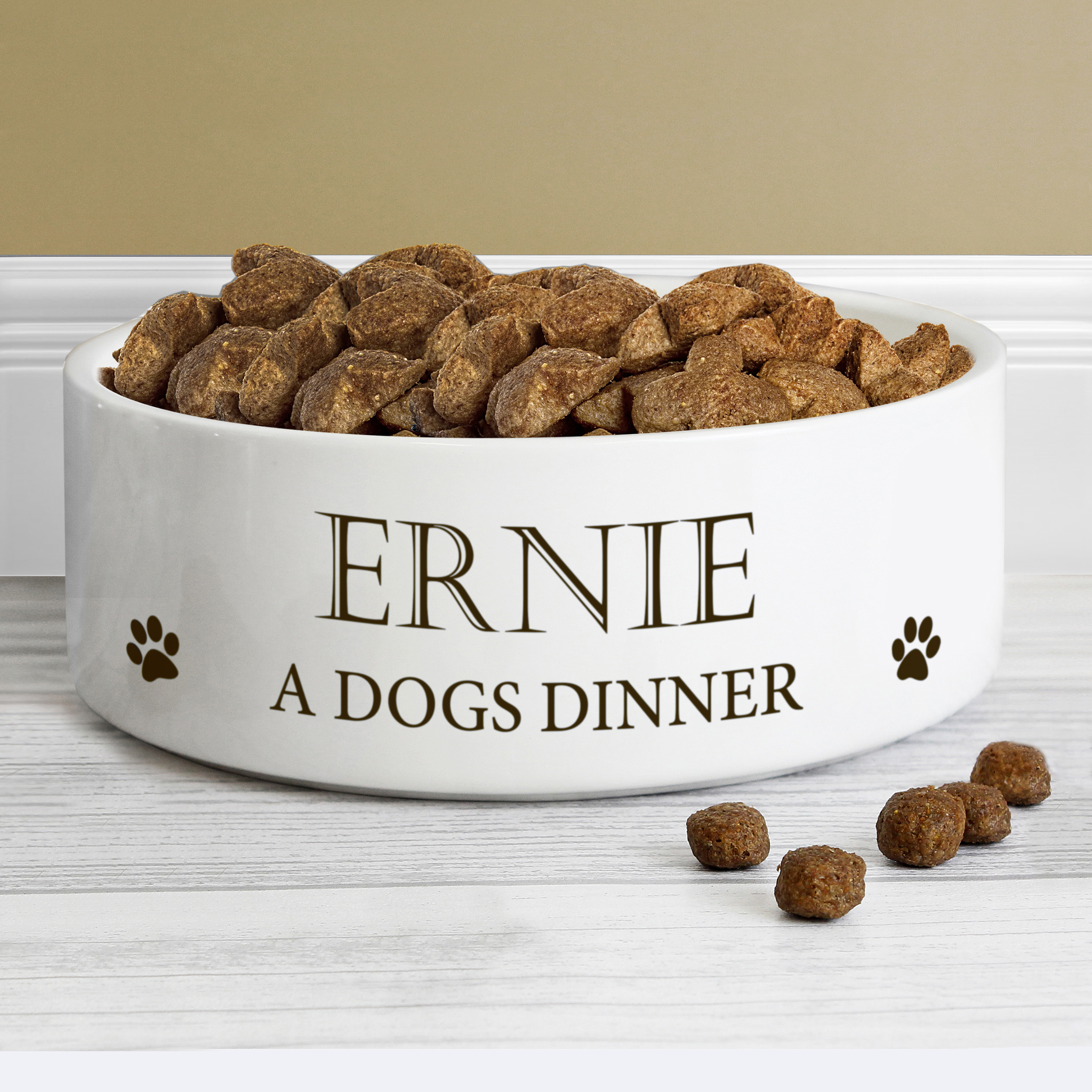 Personalised Paws Medium White Ceramic Pet Bowl