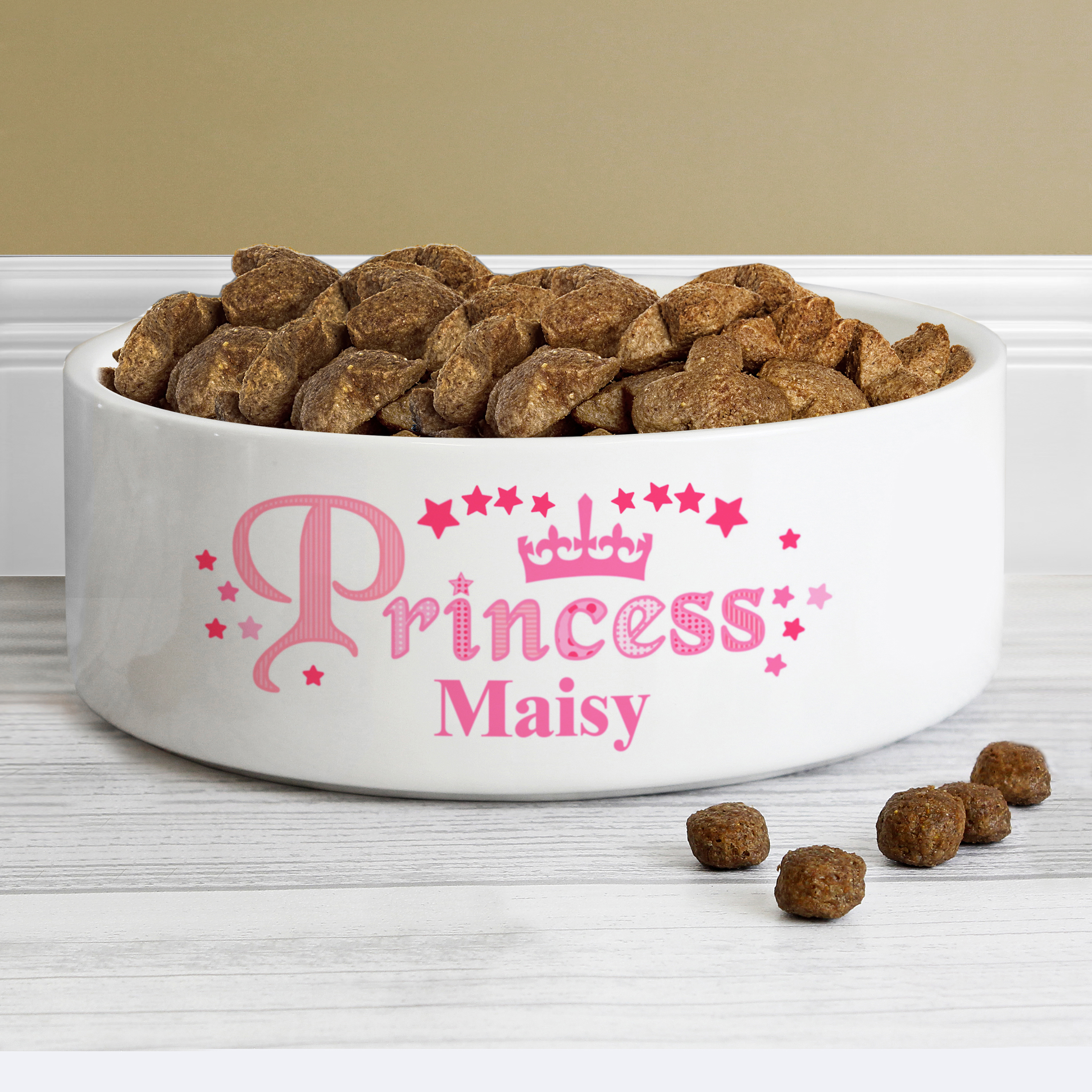 Personalised Princess White Ceramic Pet Bowl - 15cm