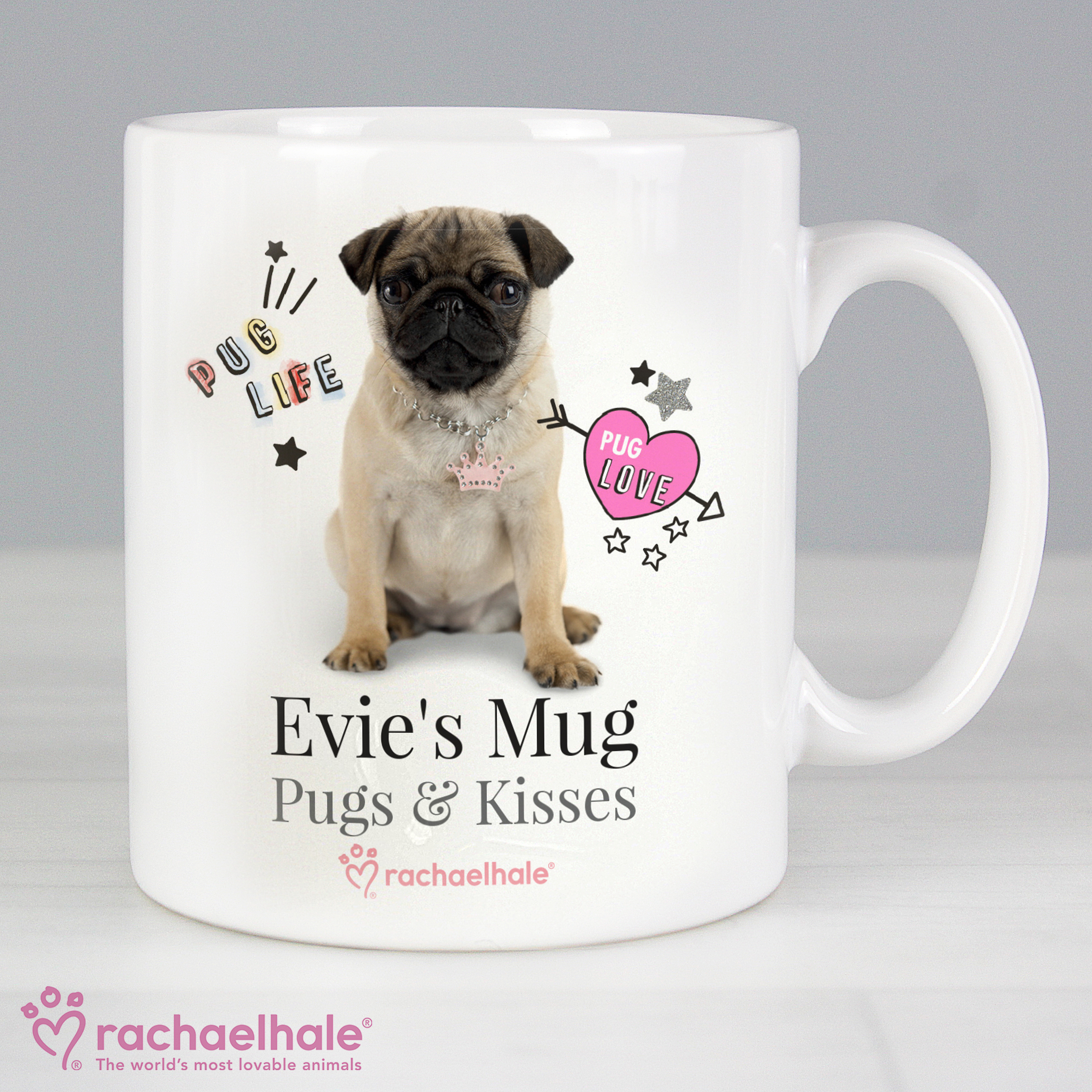 Personalised Doodle Pug Mug | Custom Ceramic Pug Gift