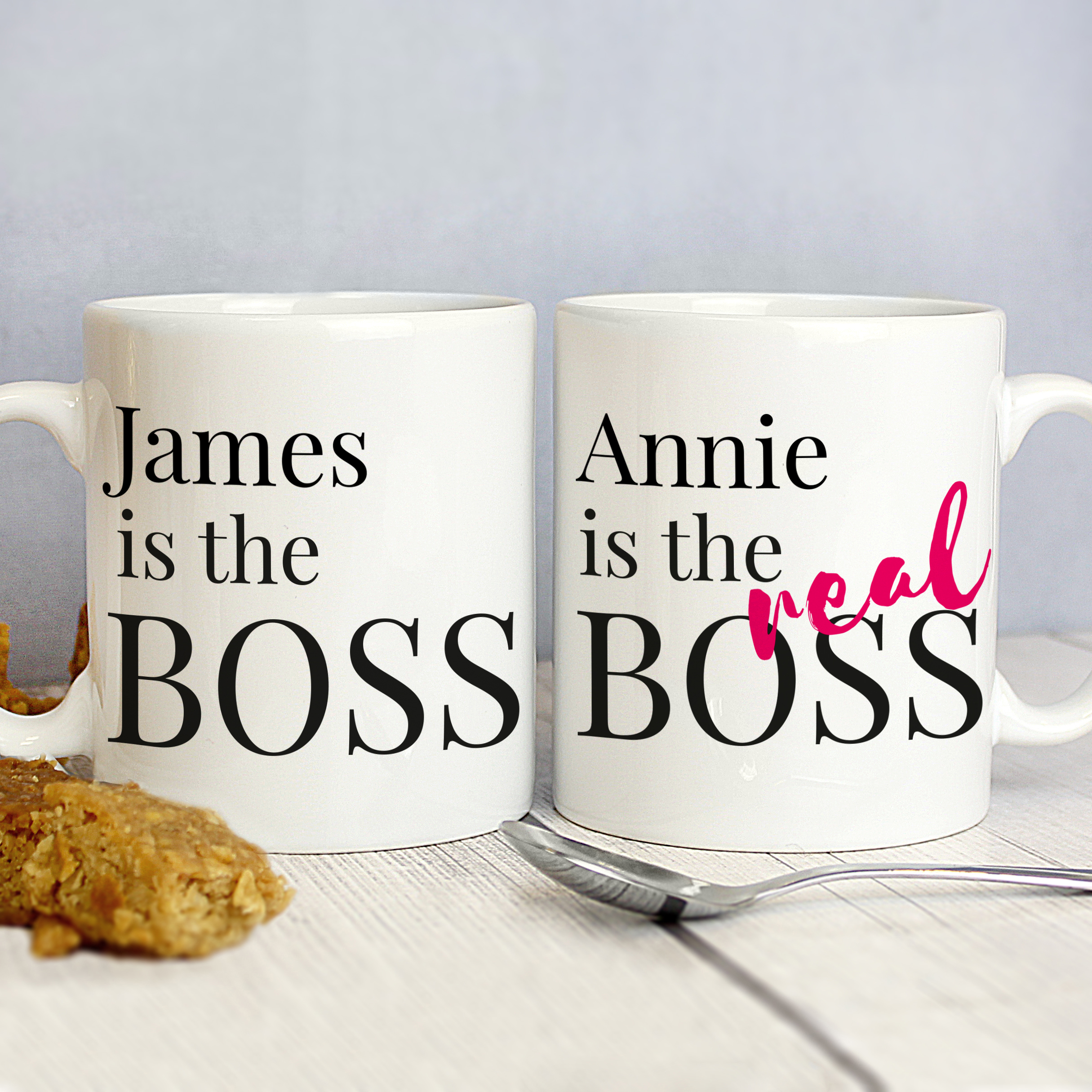 Personalised 'The Real Boss' Mug Set | Ceramic Gift
