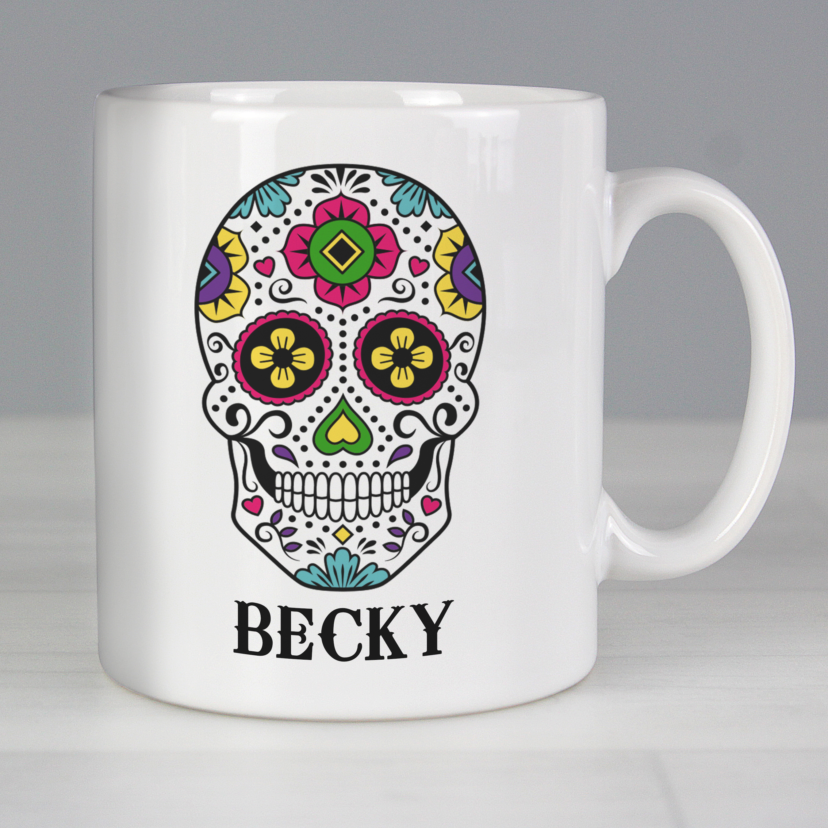 Personalised Sugar Skull Mug | Custom Day of the Dead Gift