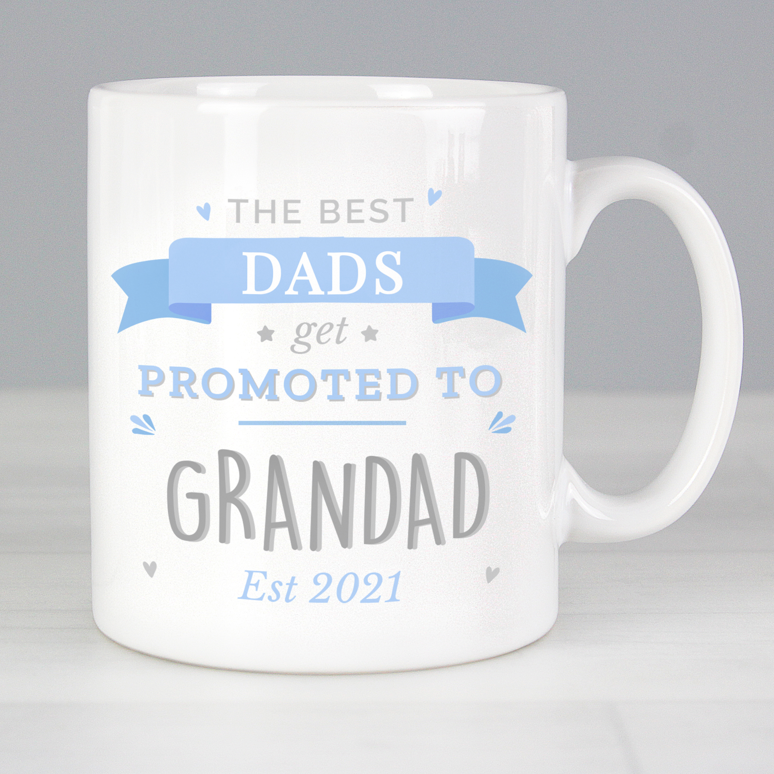 Personalised Blue 'Promoted To' Mug for New Grandads & Uncles