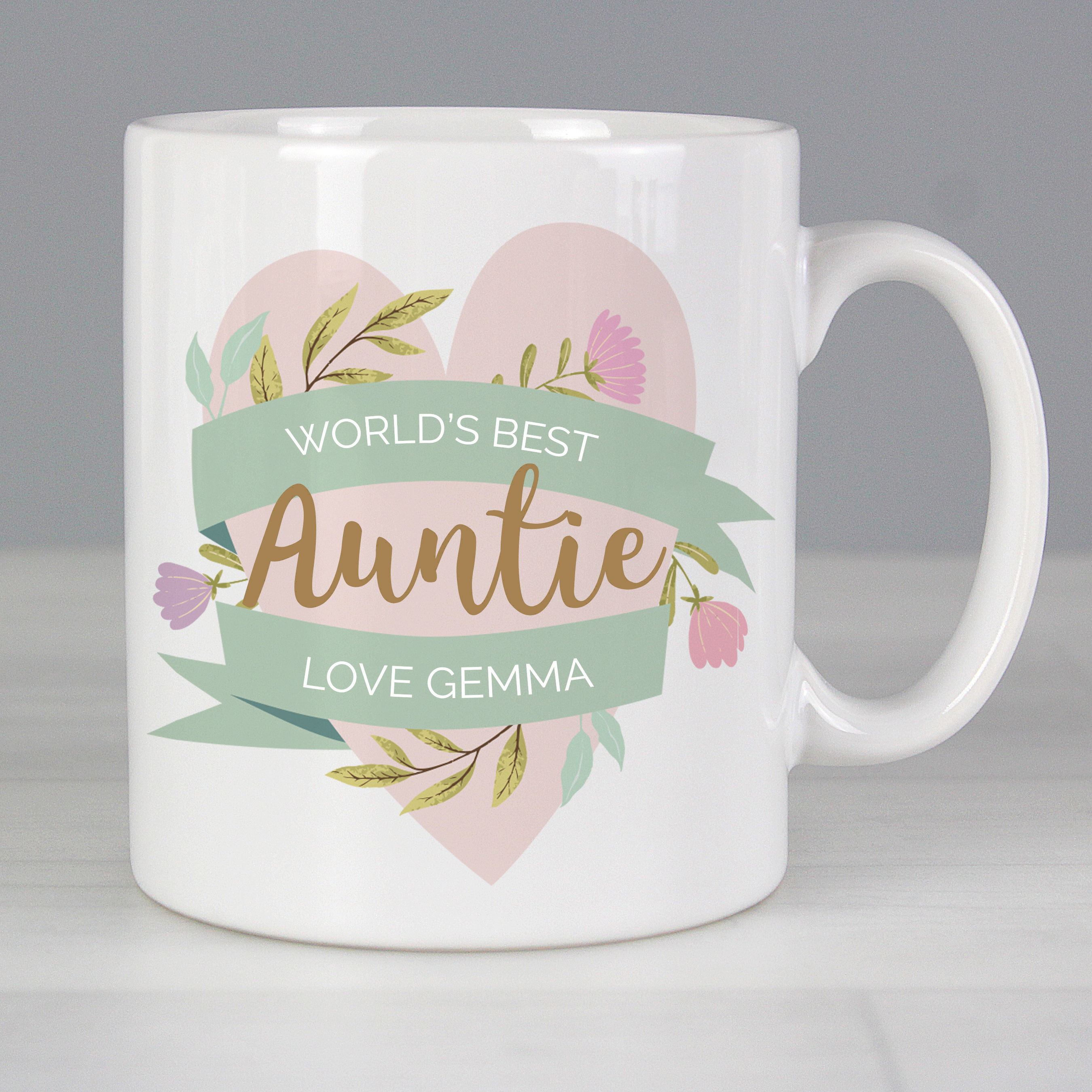 Personalised Floral Heart Mug for Mum
