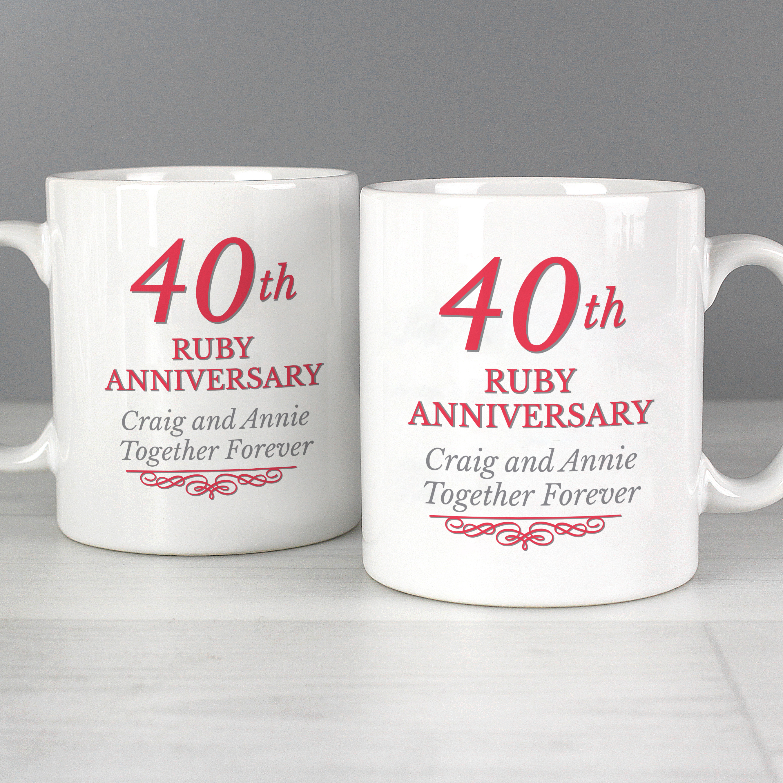 Personalised Ruby Anniversary Mug Set - 40th Anniversary Gift