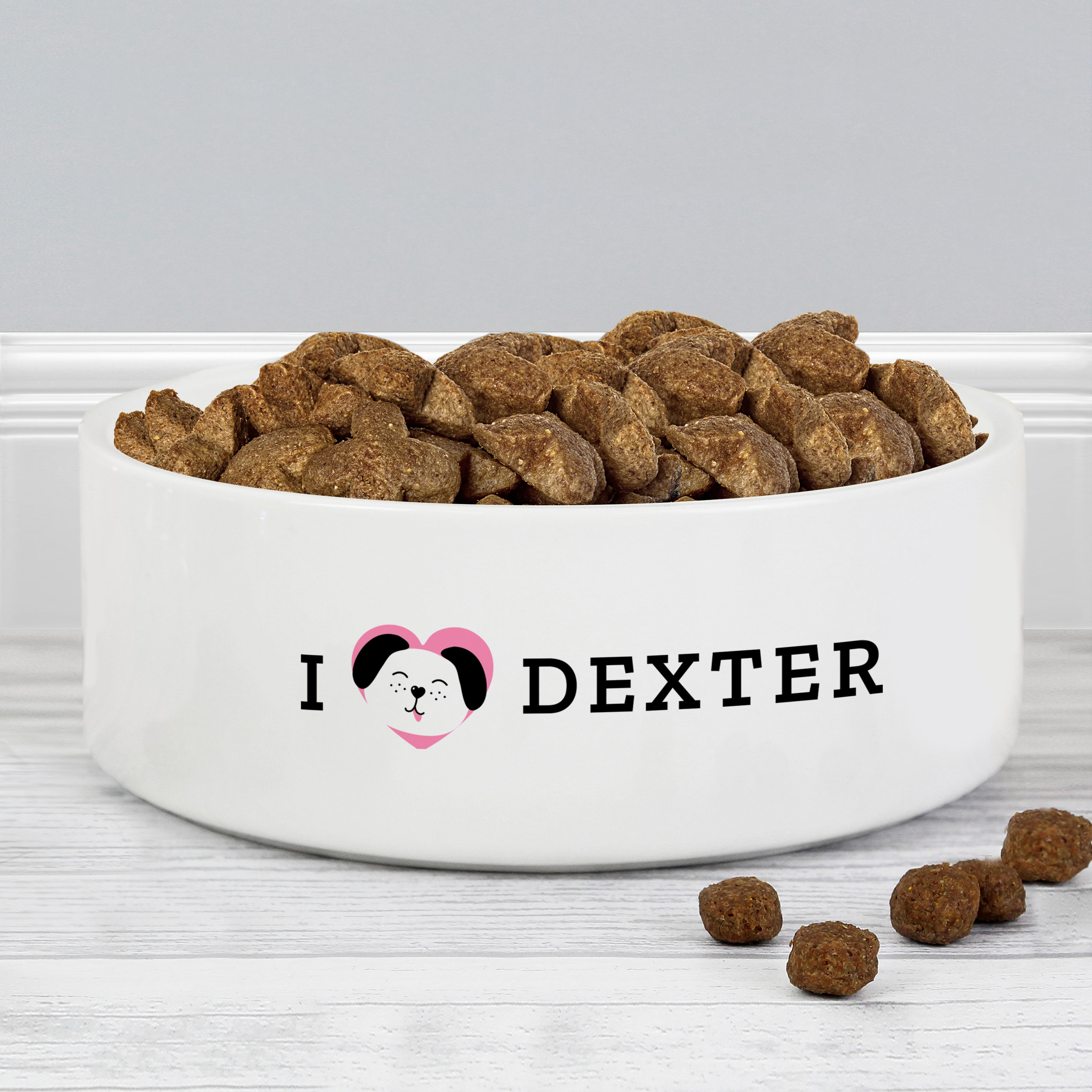 Personalised 'I Love My Dog' Ceramic Pet Bowl - 15cm White
