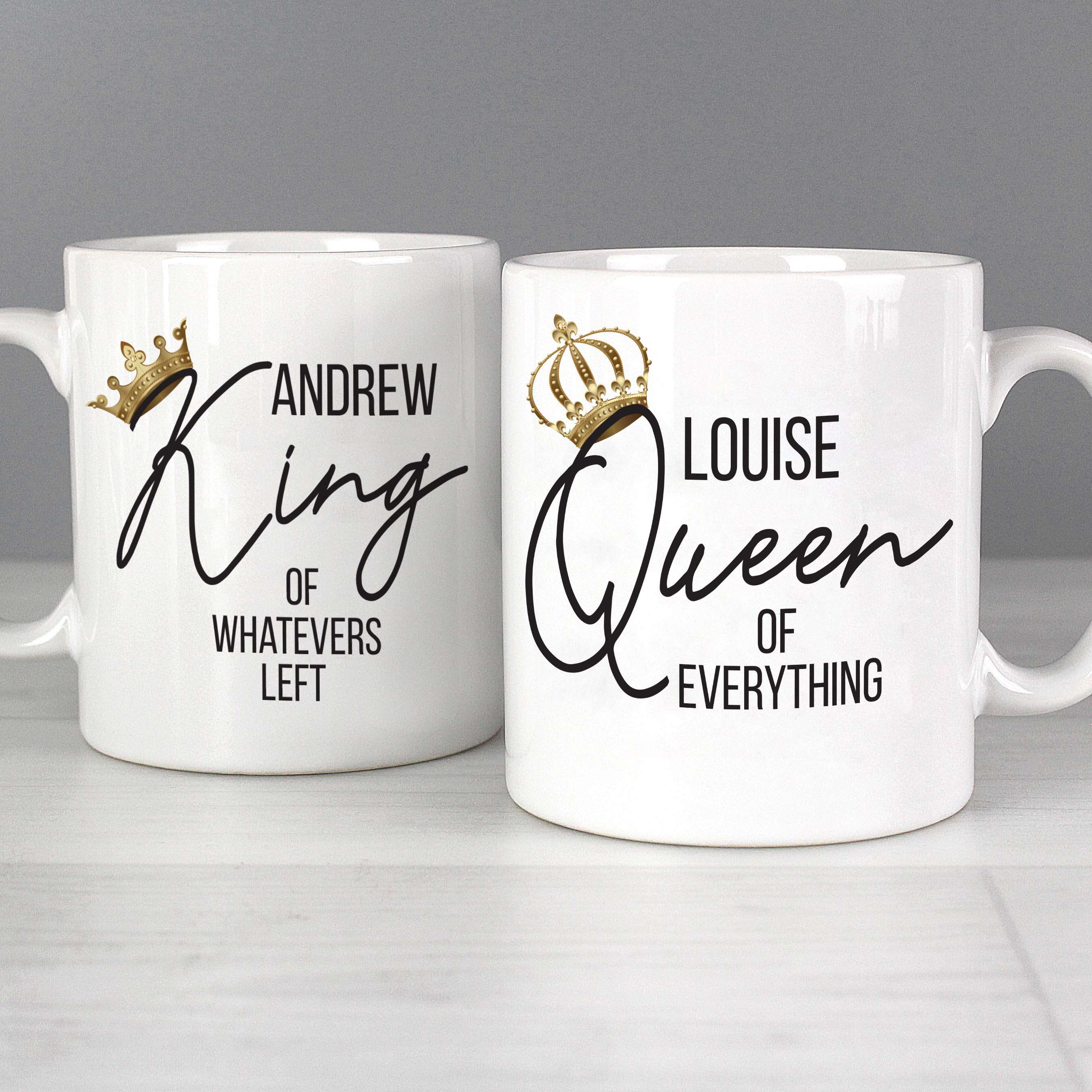 Personalised King and Queen of Everything Ceramic Mug Set