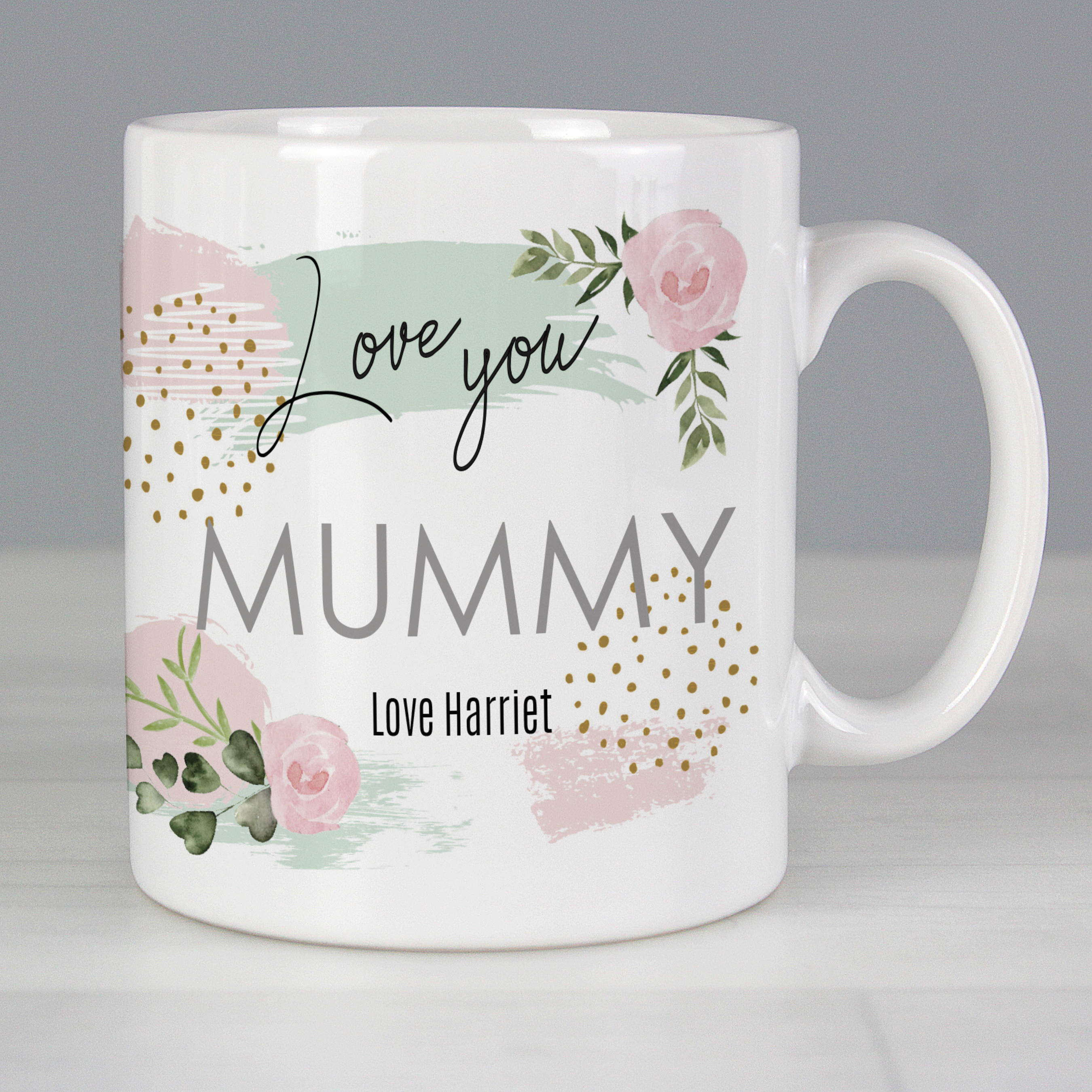 Personalised Abstract Rose Floral Mug