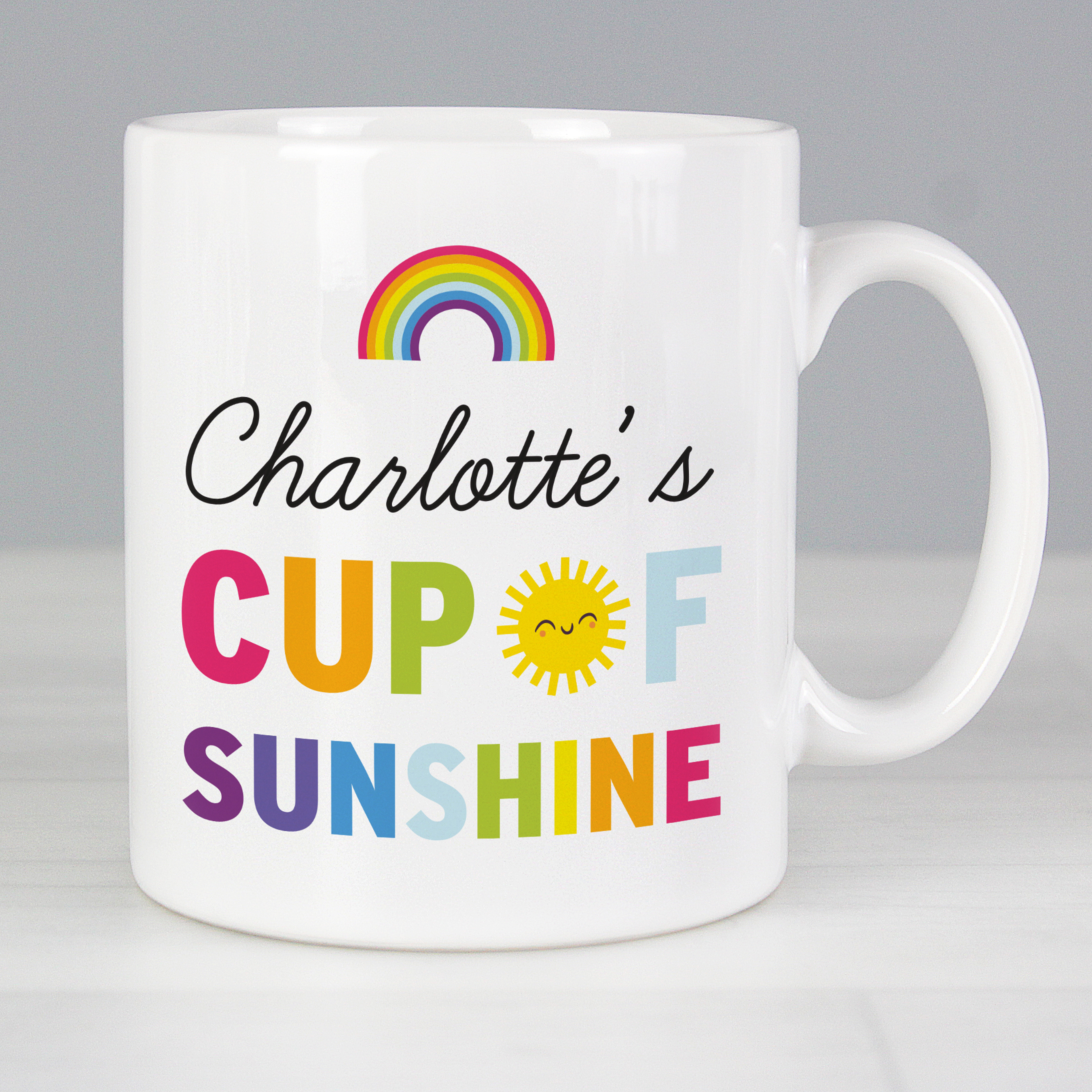 Personalised Rainbow 'Cup of Sunshine' Ceramic Mug