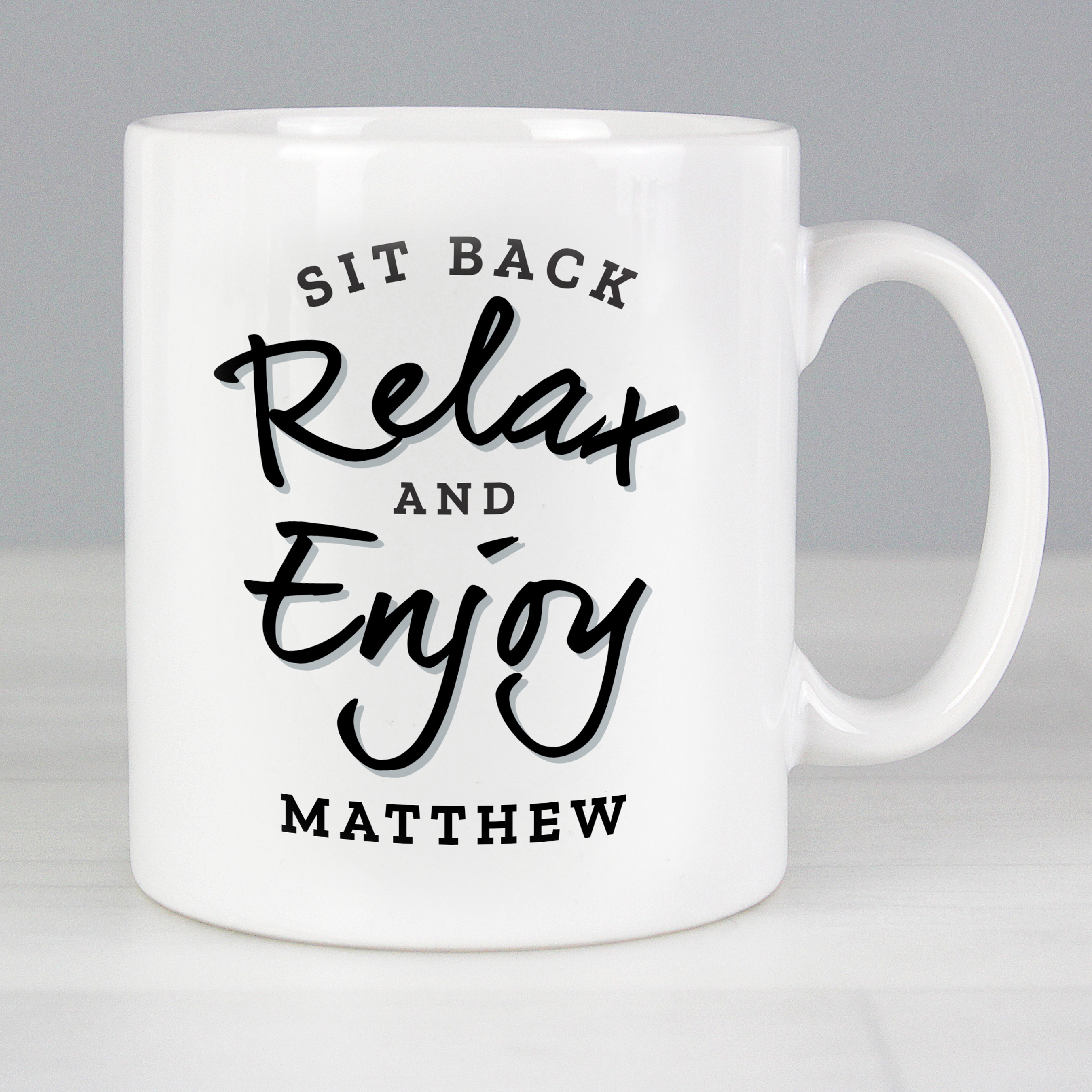 Personalised 'Sit Back & Relax' Ceramic Mug