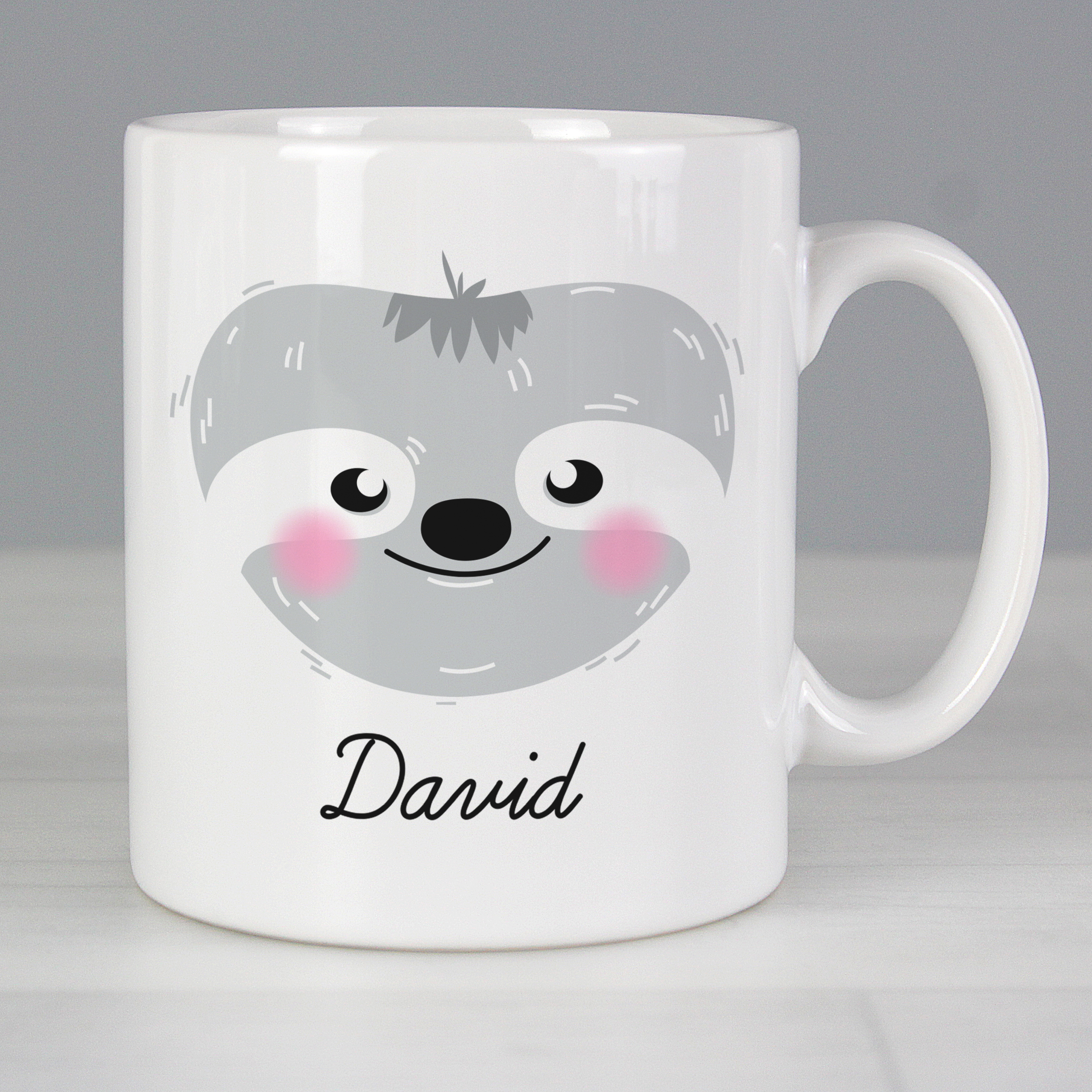 Personalised Sloth Face Mug - Cute Custom Ceramic Gift