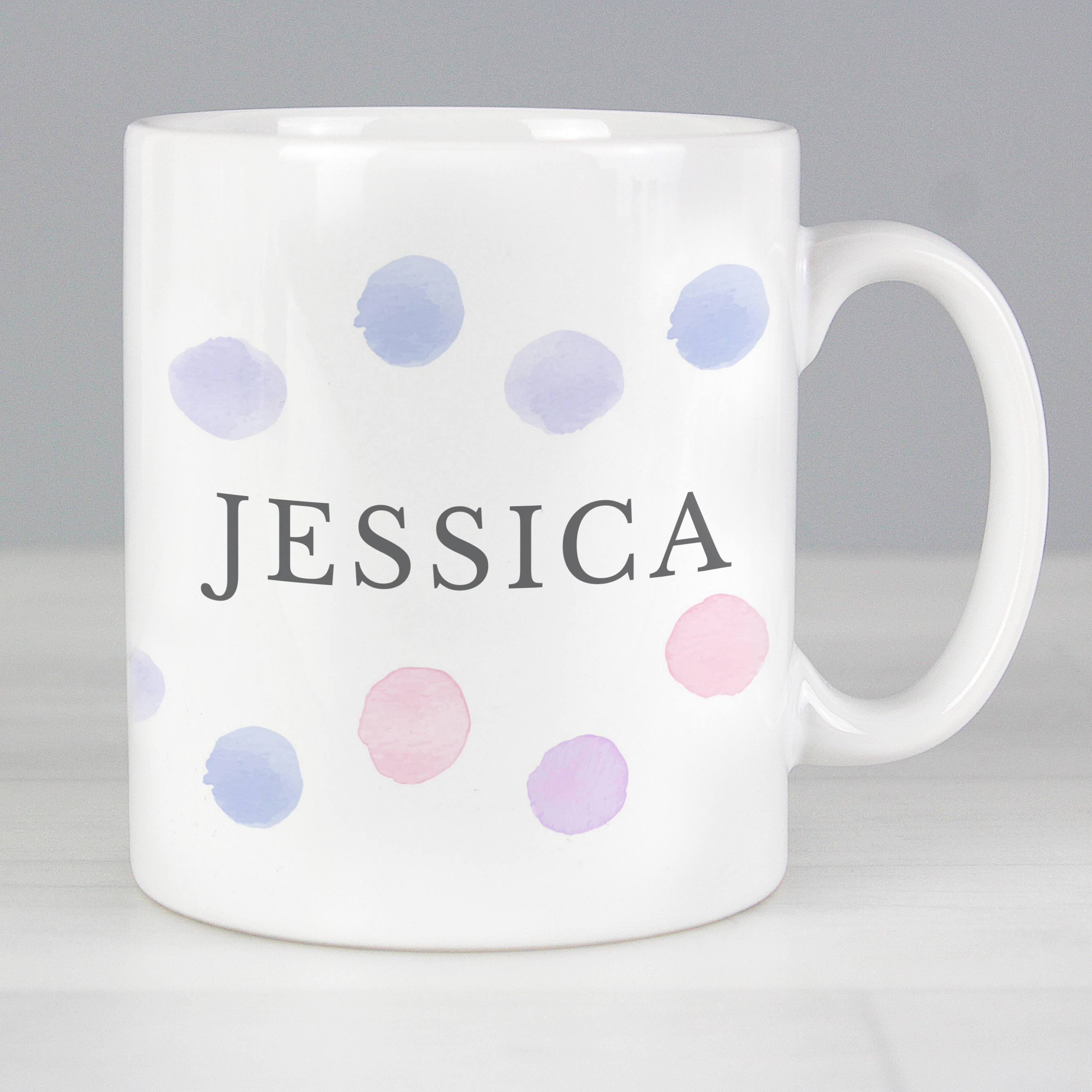 Personalised Pink Dotty Mug – Custom Ceramic Gift