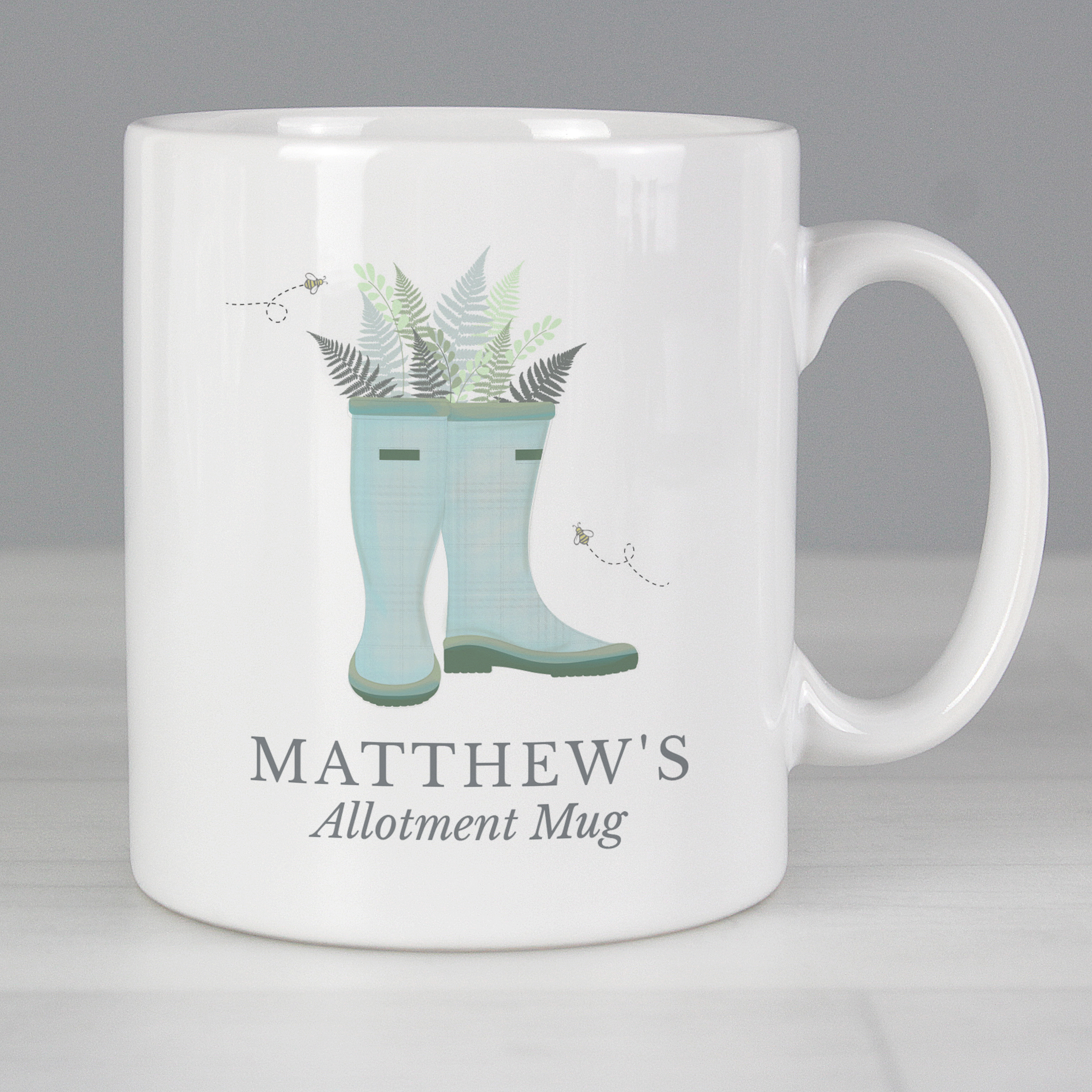 Personalised Blue Wellies Mug - Custom Ceramic Gift