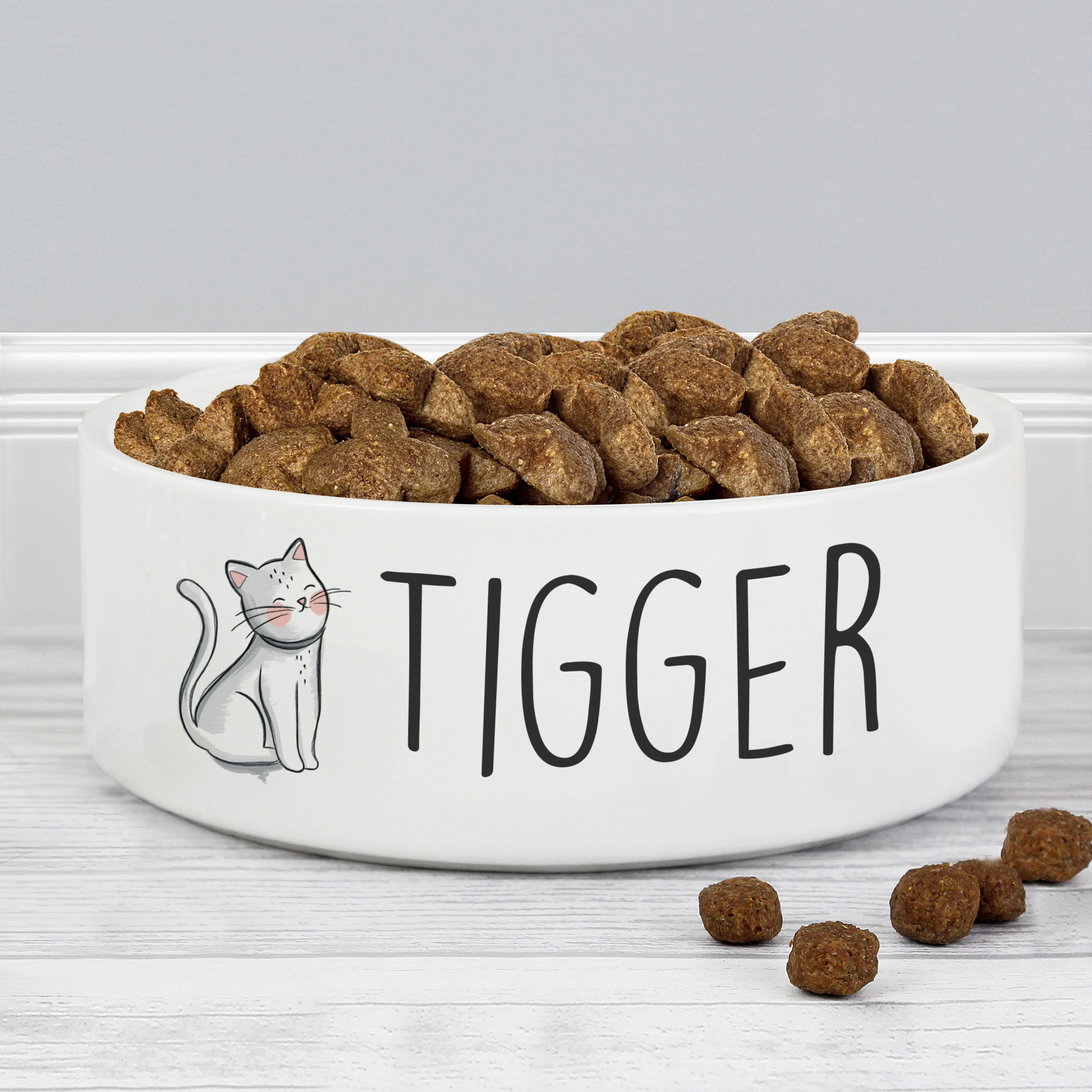 Personalised Scribble Cat 15cm Pet Bowl