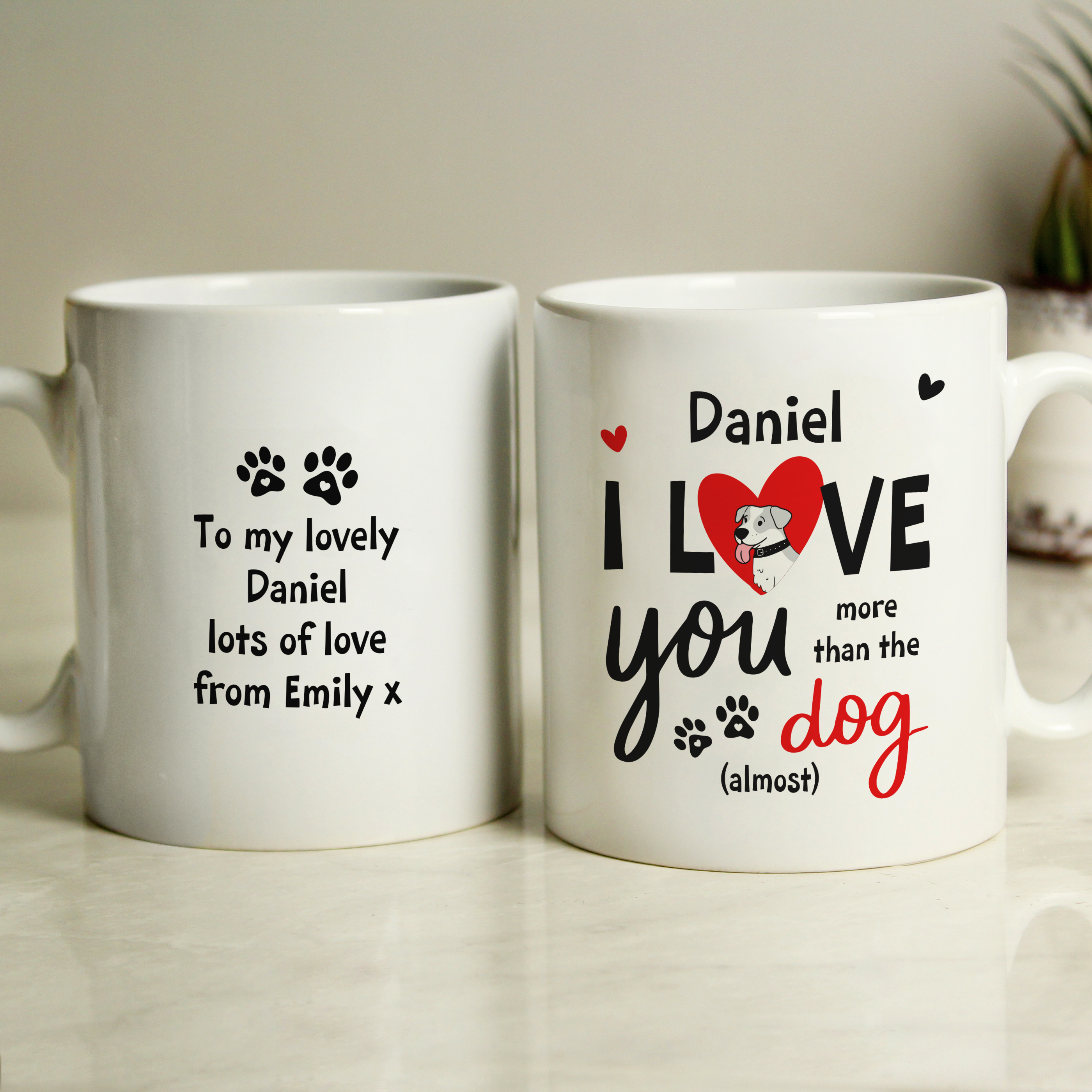 Personalised 'I Love You More Than The Dog' Ceramic Mug
