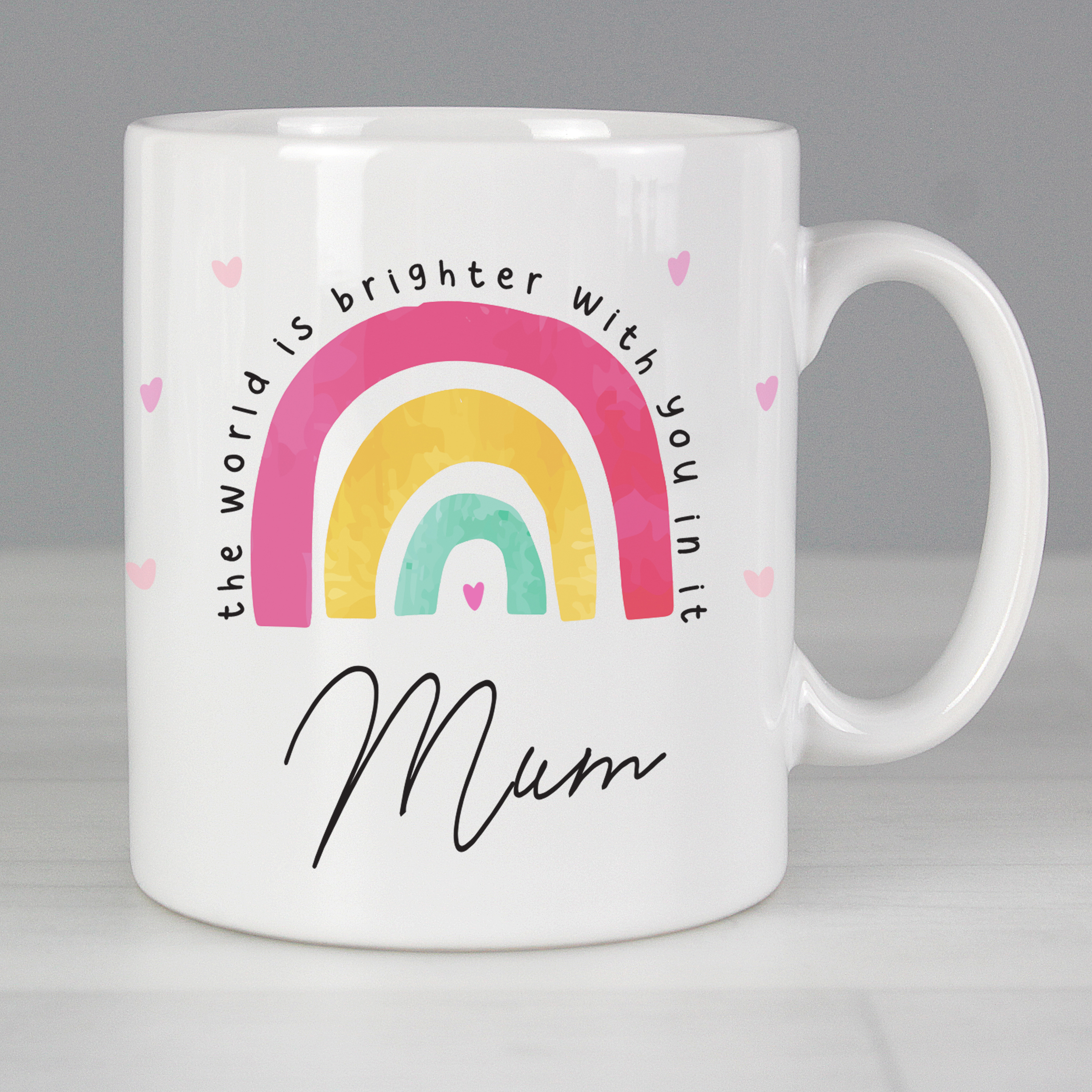 Personalised Rainbow 'World Is Brighter' Ceramic Mug