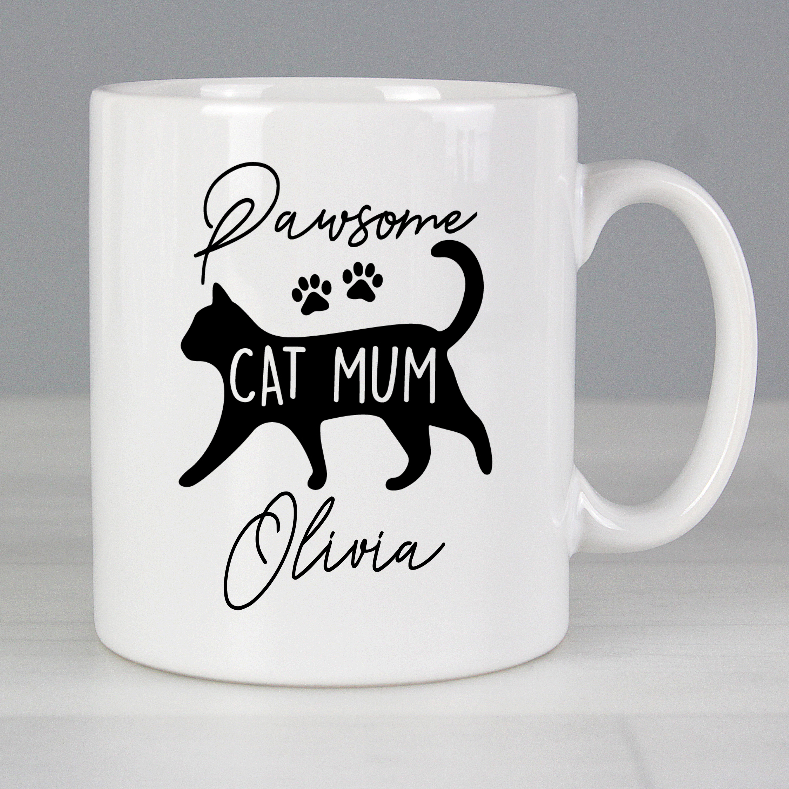 Personalised 'Pawsome Cat Mum' Mug - Ceramic Gift