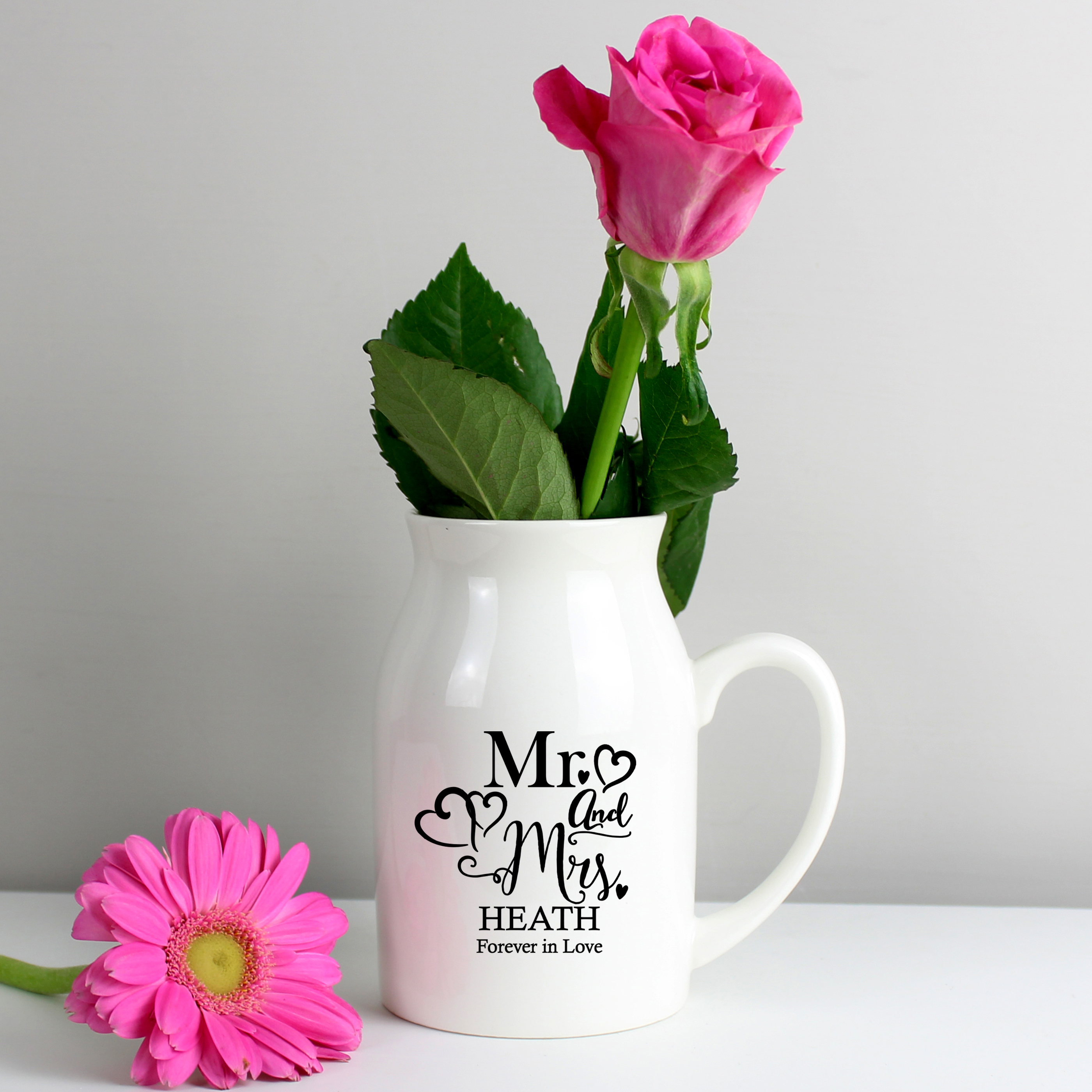 Personalised Mr & Mrs Flower Jug Vase | Custom Gift