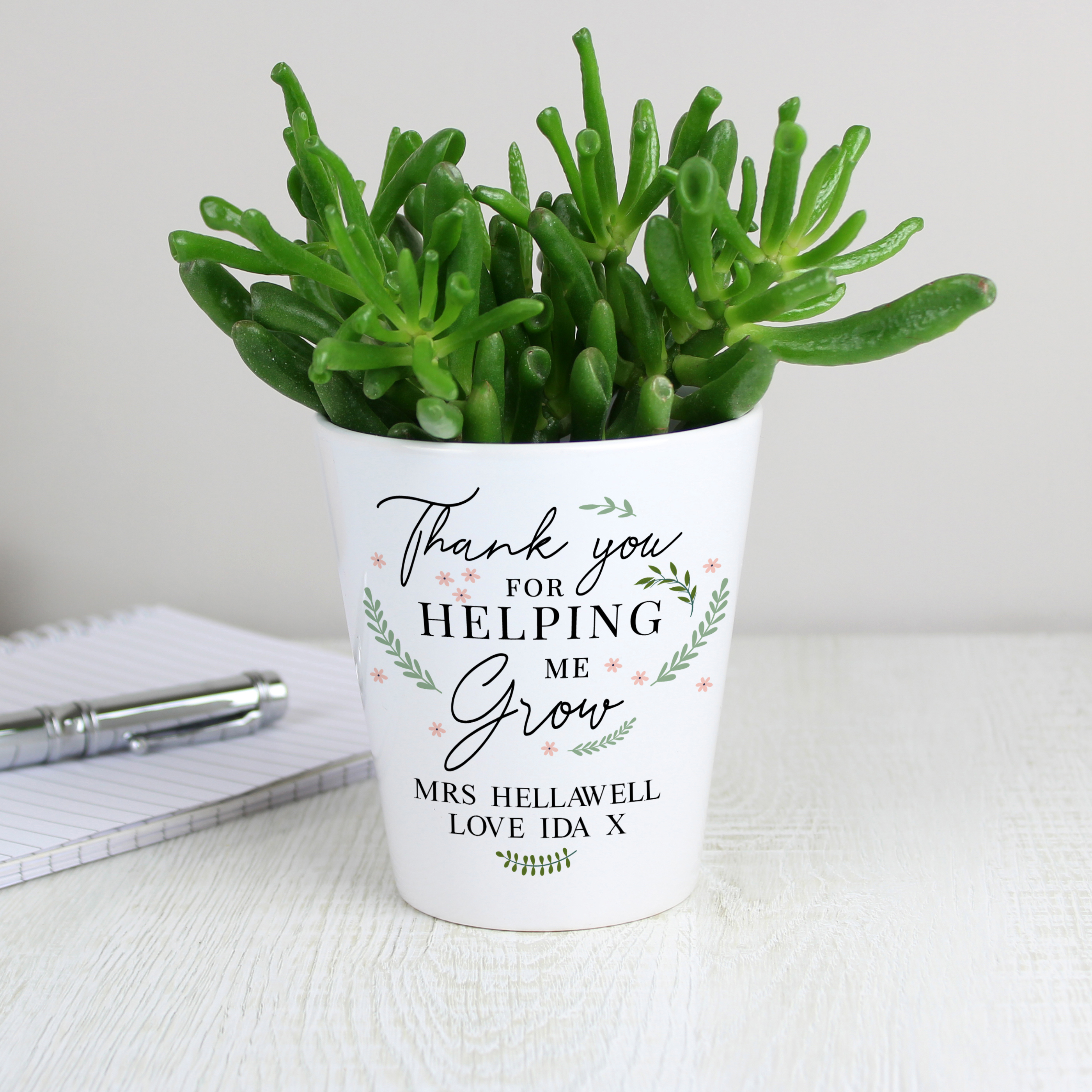 Personalised Teacher Plant Pot | Thank You For Helping Me Grow Gift