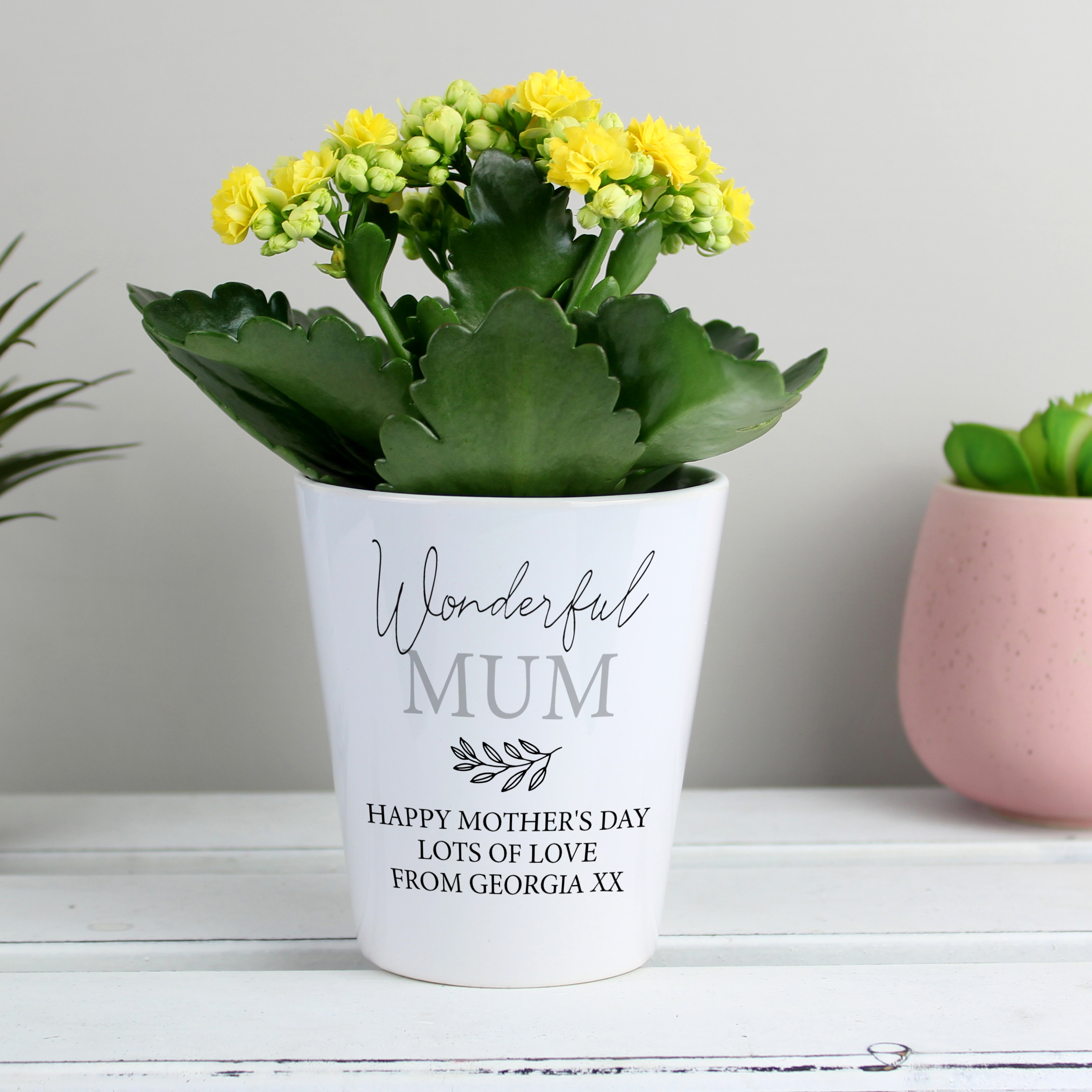 Personalised Plant Pot | Custom Ceramic Planter with Text