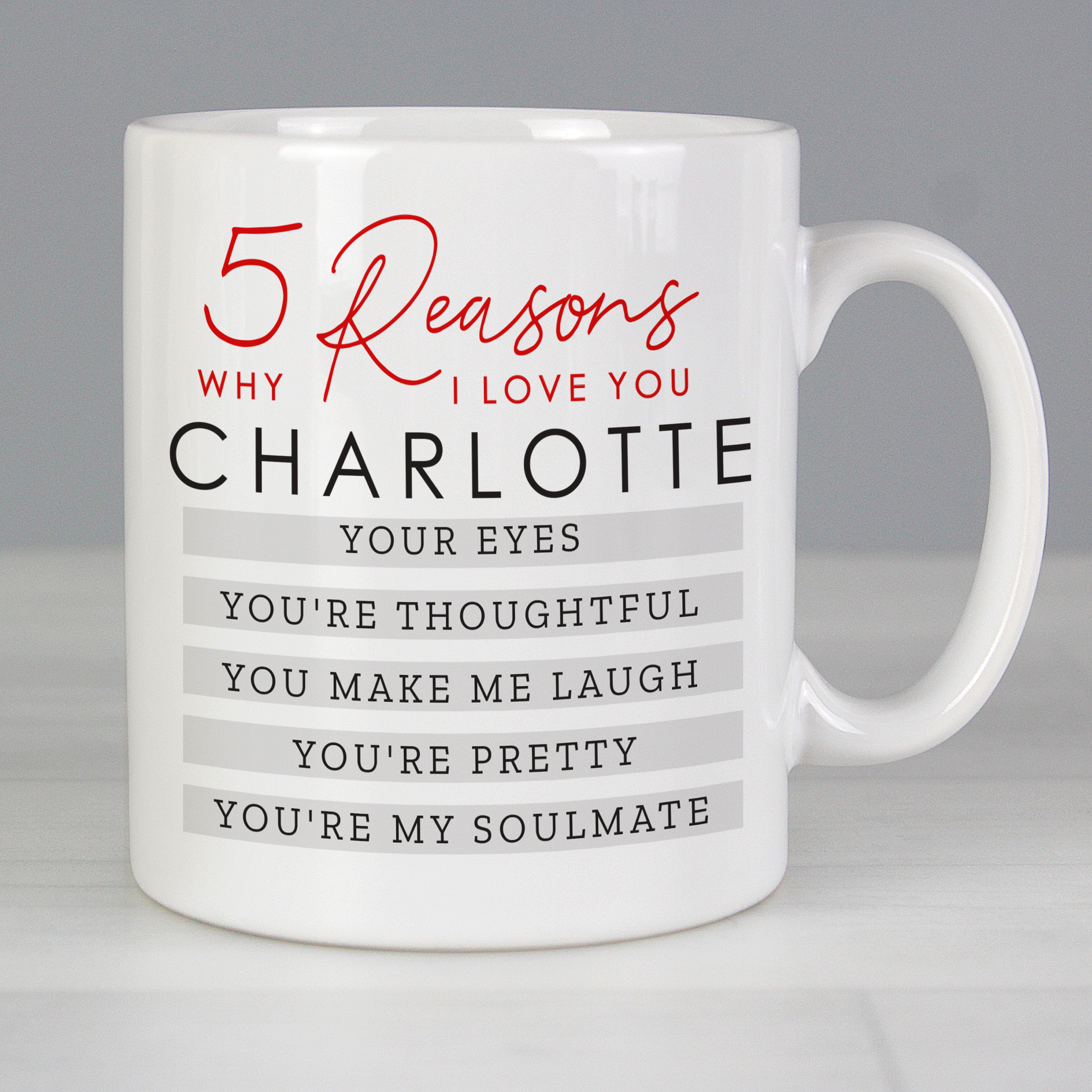 Personalised '5 Reasons Why I Love You' Ceramic Mug